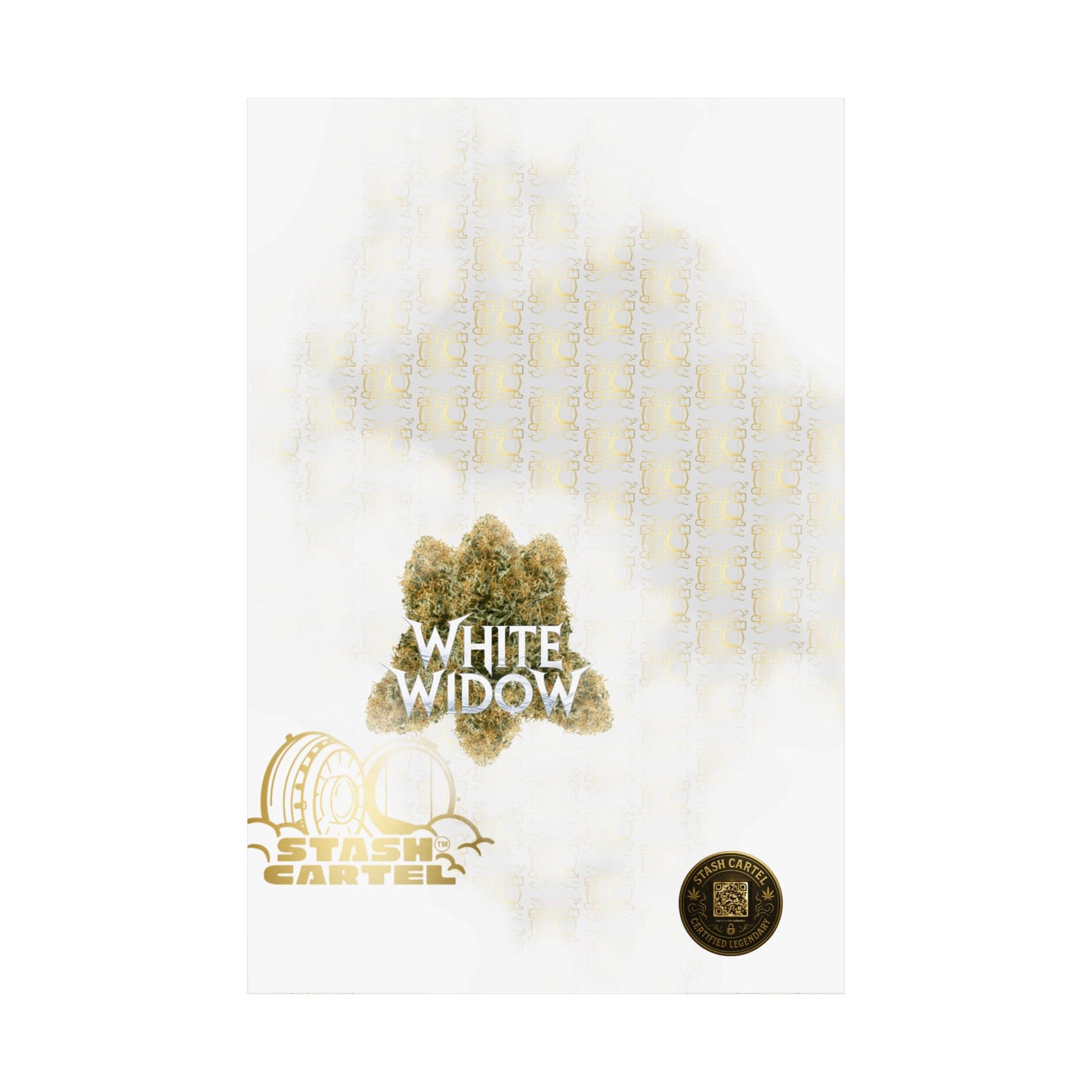 🕸️ "White Widow" Frosted Hybrid Legacy Poster – Classic Cannabis Wall Art