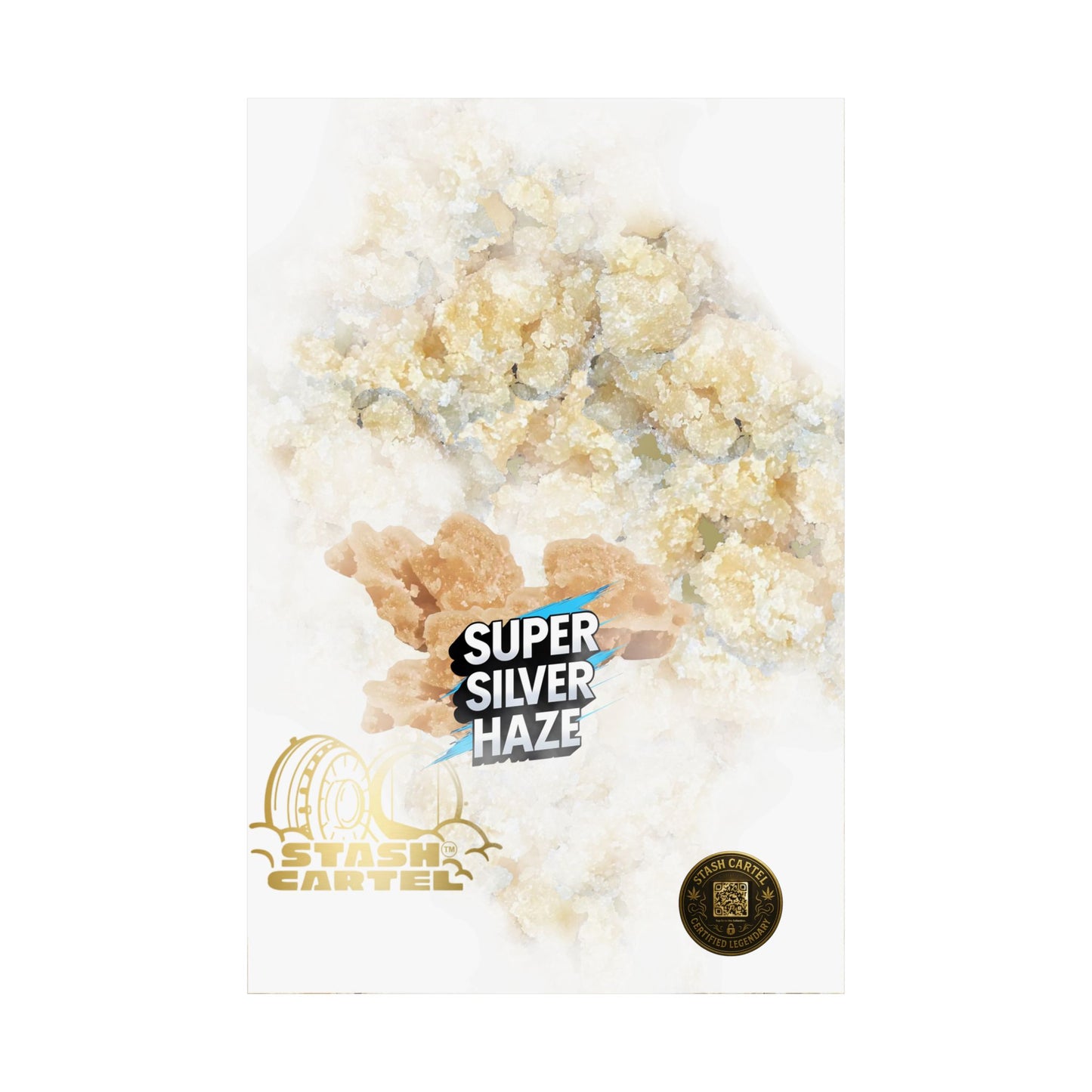 ⚡Super Silver Haze Sugar Wax Poster – Crystalline Sativa Wall Art with Gold Glow