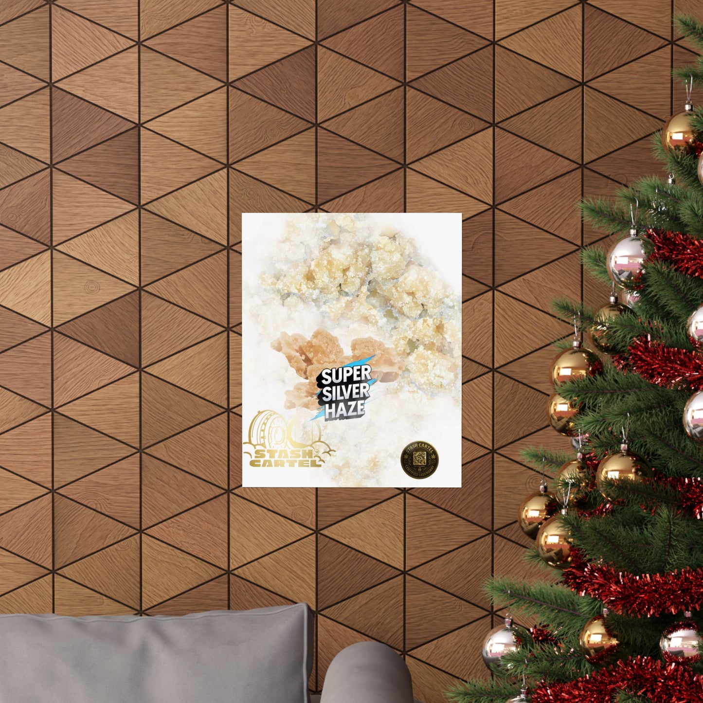 ⚡Super Silver Haze Sugar Wax Poster – Crystalline Sativa Wall Art with Gold Glow