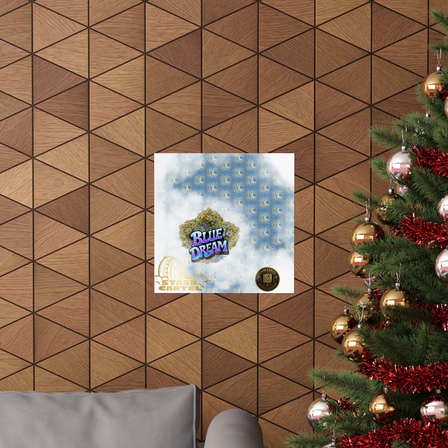 π "Blue Dream" West Coast Sativa Hybrid Poster β Classic Cali Cannabis Art in Sky Blue Tones