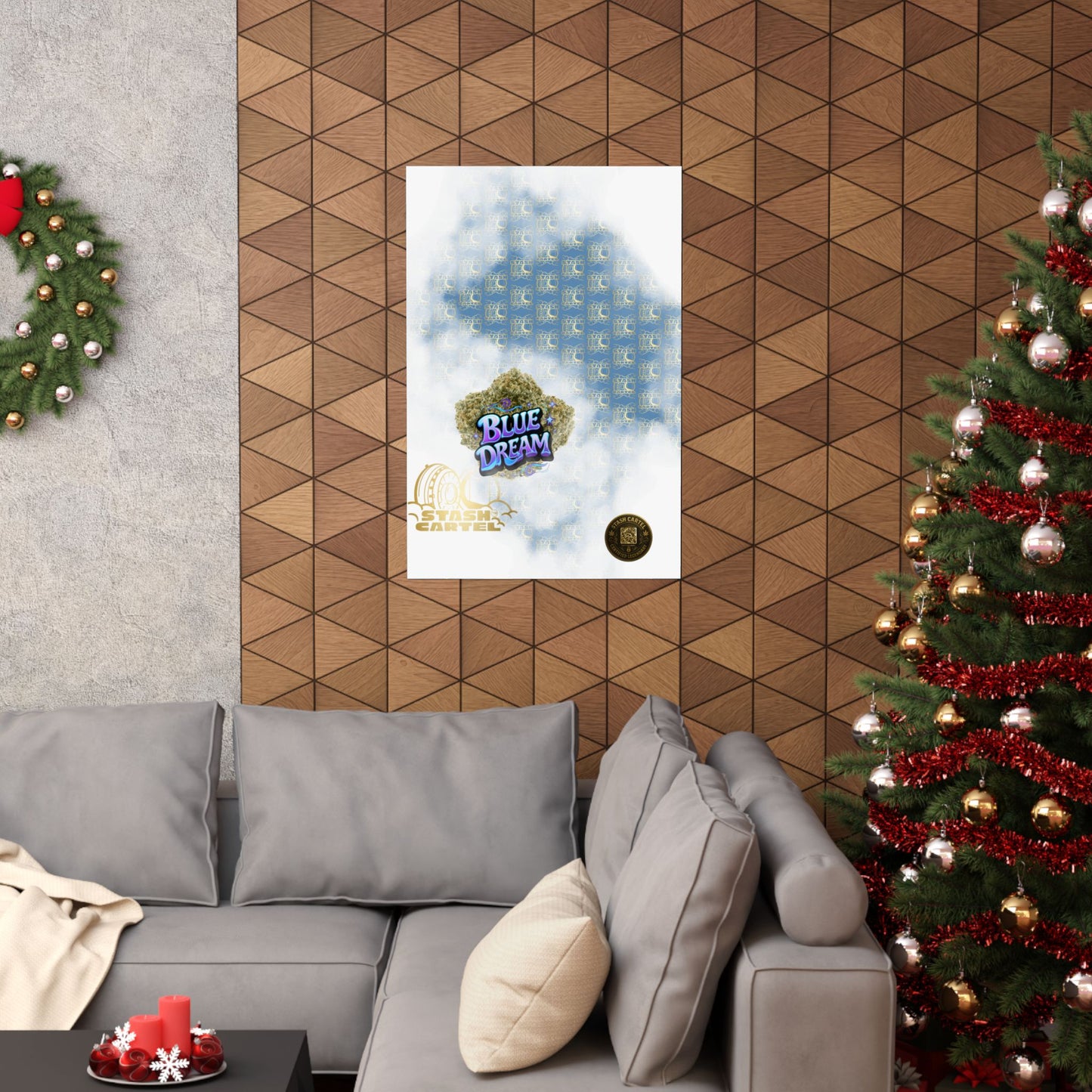 π "Blue Dream" West Coast Sativa Hybrid Poster β Classic Cali Cannabis Art in Sky Blue Tones