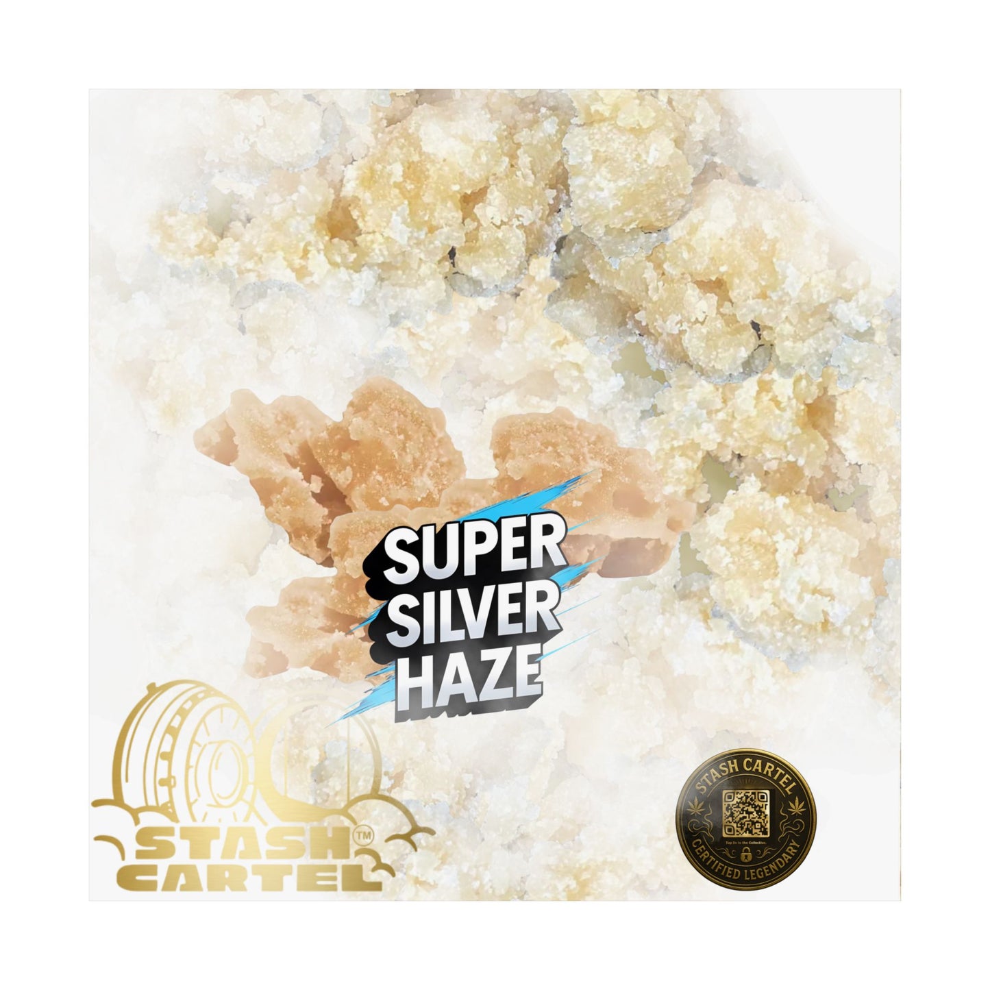 ⚡Super Silver Haze Sugar Wax Poster – Crystalline Sativa Wall Art with Gold Glow
