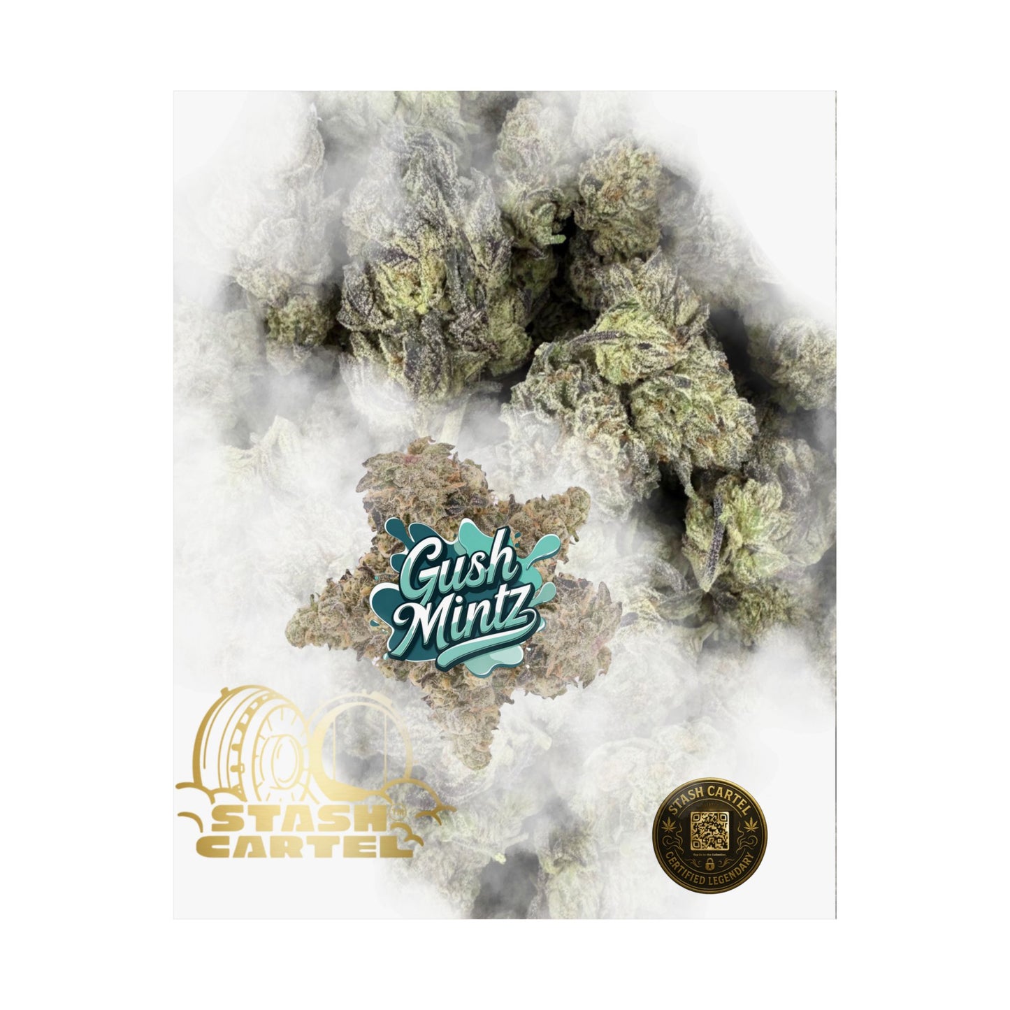 π¬οΈ "Gush Mintz" Hybrid Poster Print β Ice-Cold Cannabis Wall Art with Minty Drip