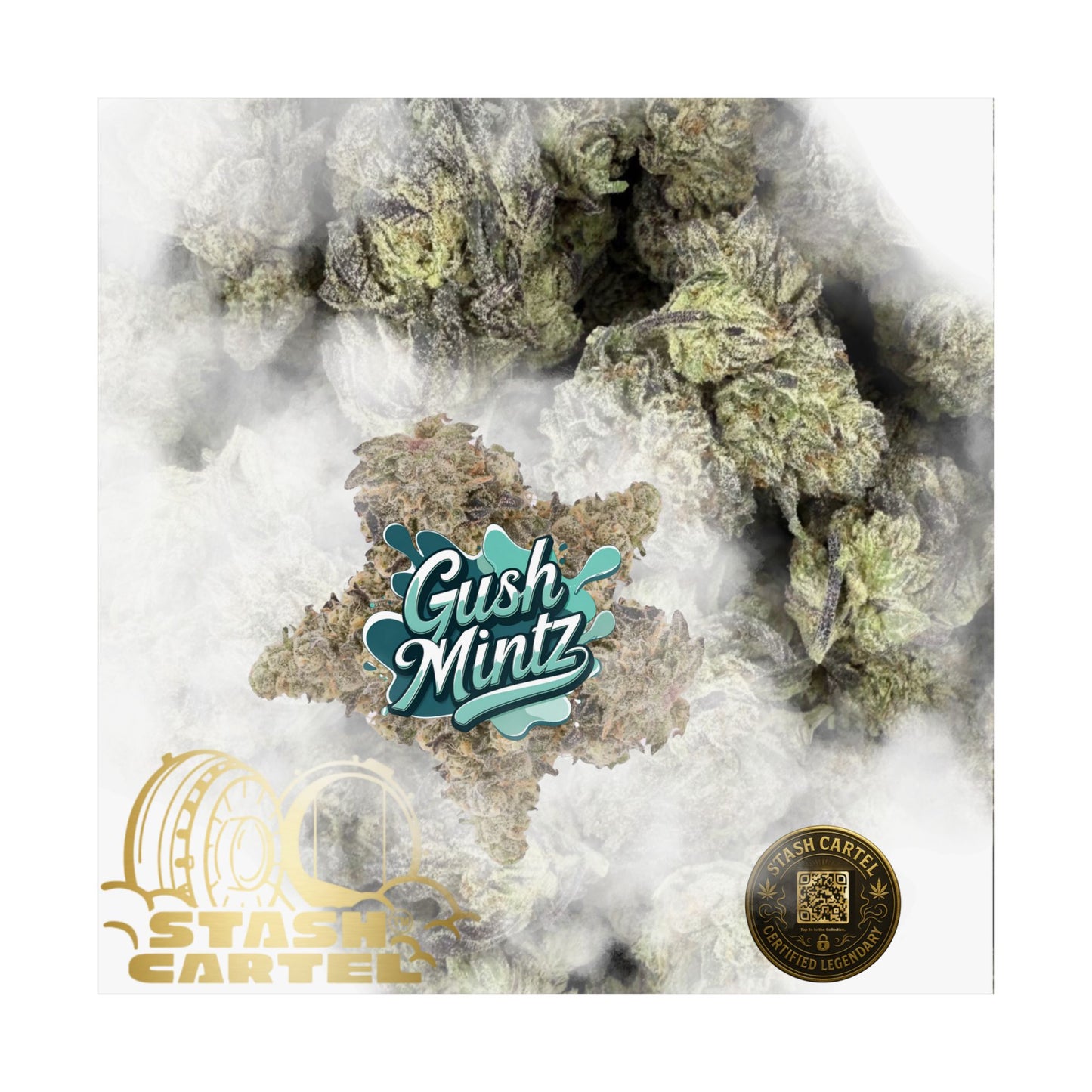 π¬οΈ "Gush Mintz" Hybrid Poster Print β Ice-Cold Cannabis Wall Art with Minty Drip