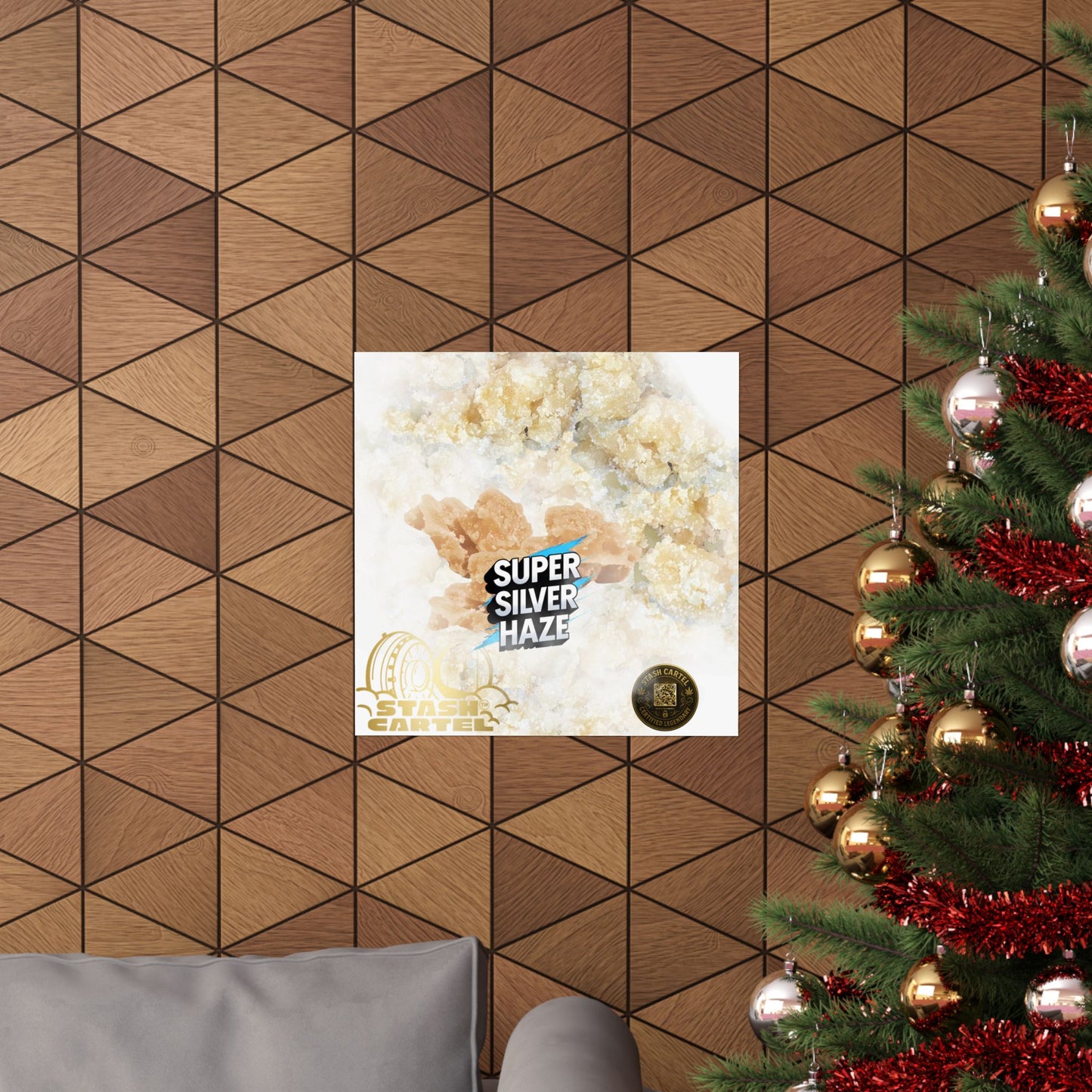 ⚡Super Silver Haze Sugar Wax Poster – Crystalline Sativa Wall Art with Gold Glow