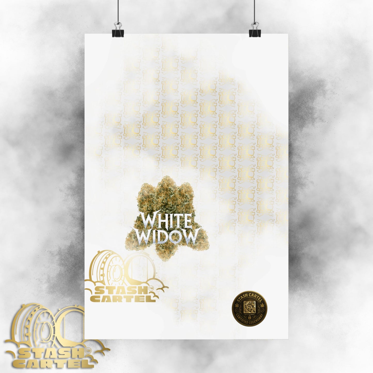 🕸️ "White Widow" Frosted Hybrid Legacy Poster – Classic Cannabis Wall Art