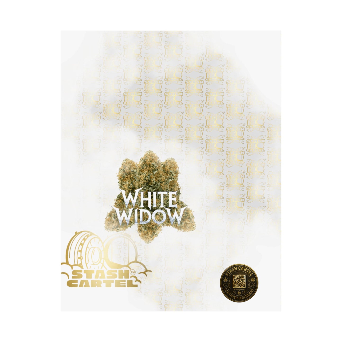 🕸️ "White Widow" Frosted Hybrid Legacy Poster – Classic Cannabis Wall Art