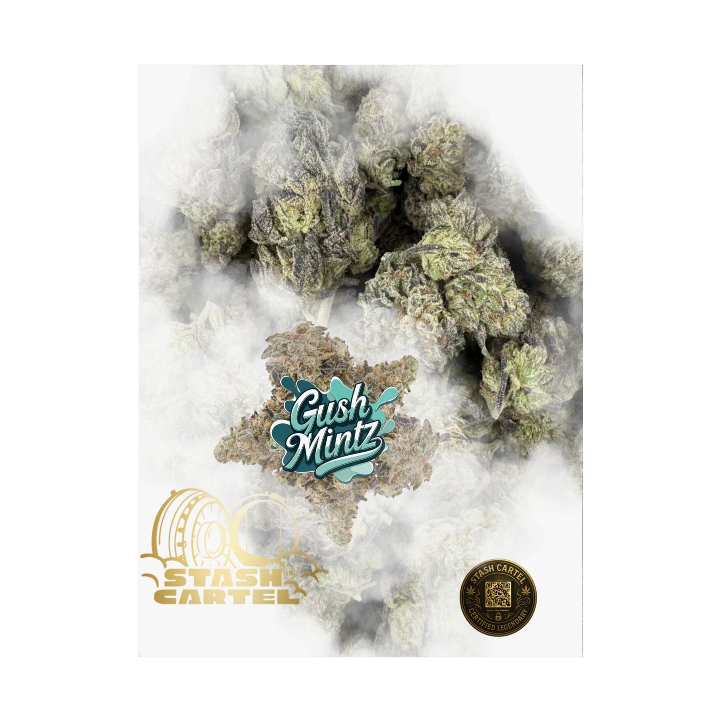 π¬οΈ "Gush Mintz" Hybrid Poster Print β Ice-Cold Cannabis Wall Art with Minty Drip