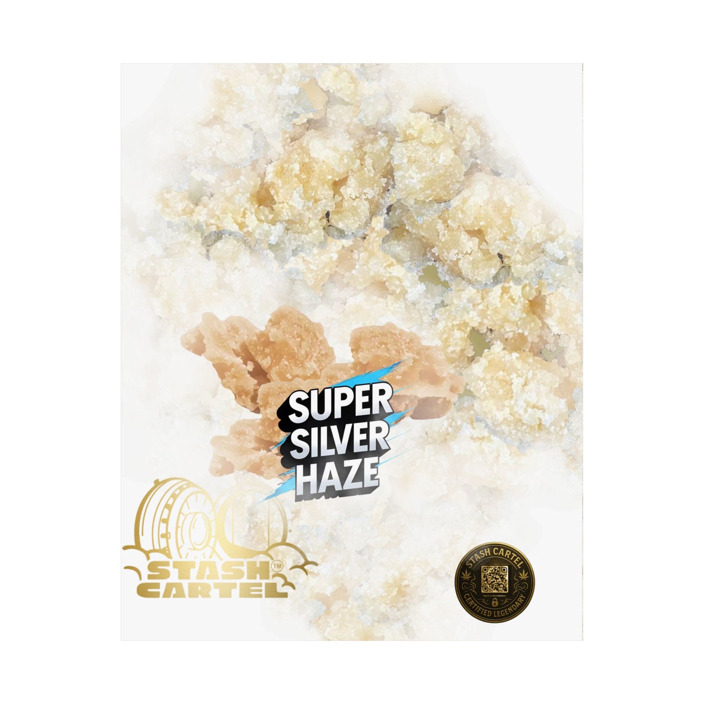 ⚡Super Silver Haze Sugar Wax Poster – Crystalline Sativa Wall Art with Gold Glow