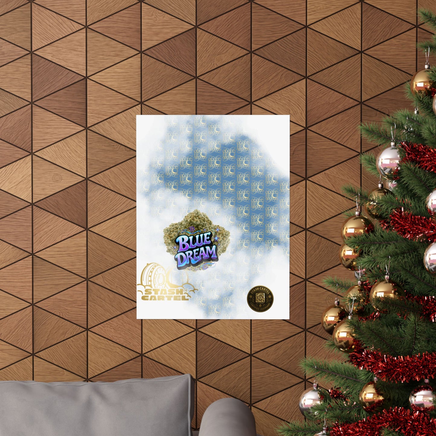 π "Blue Dream" West Coast Sativa Hybrid Poster β Classic Cali Cannabis Art in Sky Blue Tones