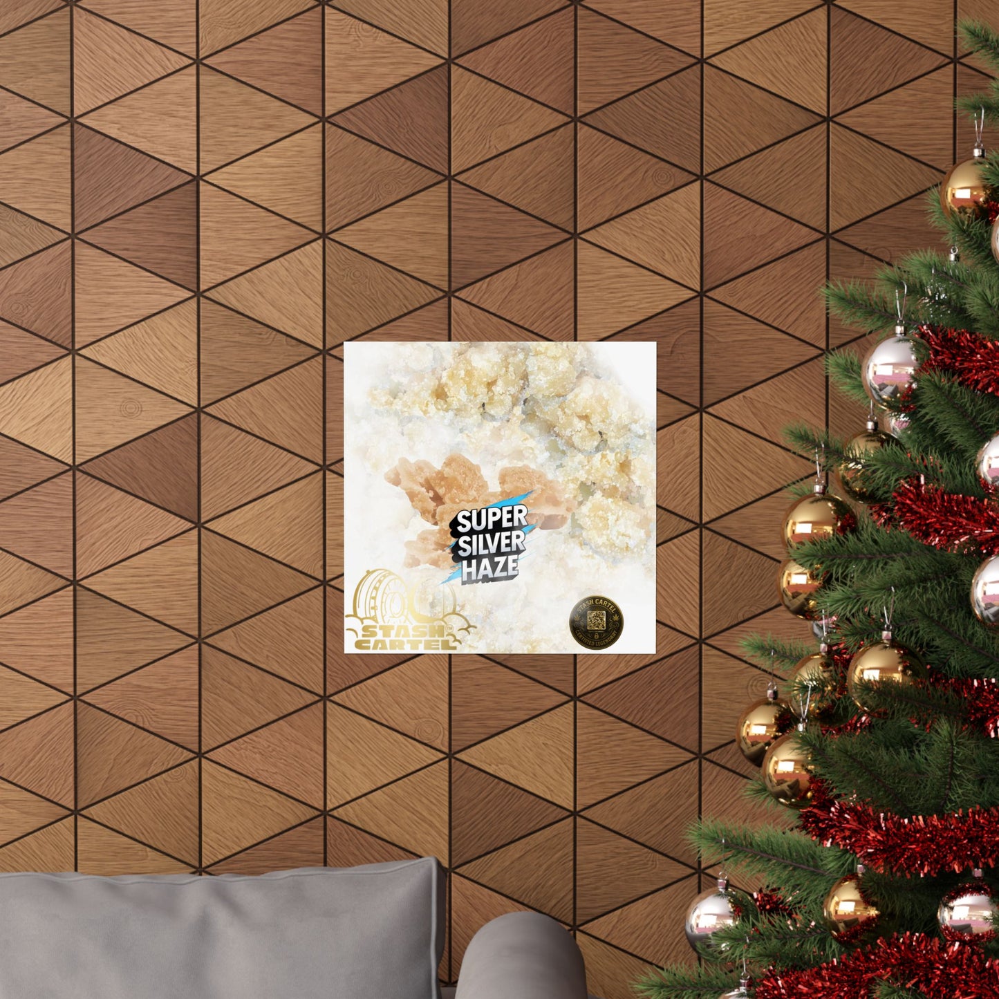 ⚡Super Silver Haze Sugar Wax Poster – Crystalline Sativa Wall Art with Gold Glow