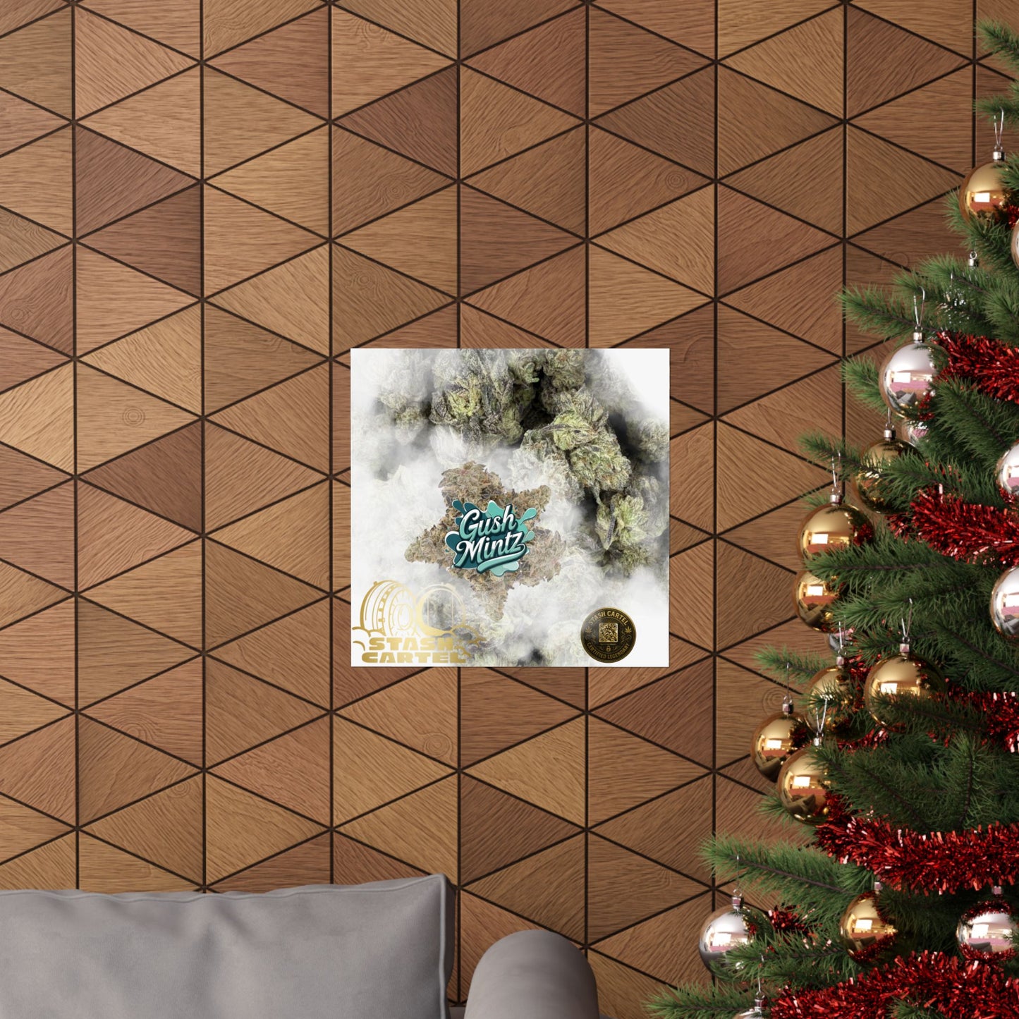 π¬οΈ "Gush Mintz" Hybrid Poster Print β Ice-Cold Cannabis Wall Art with Minty Drip