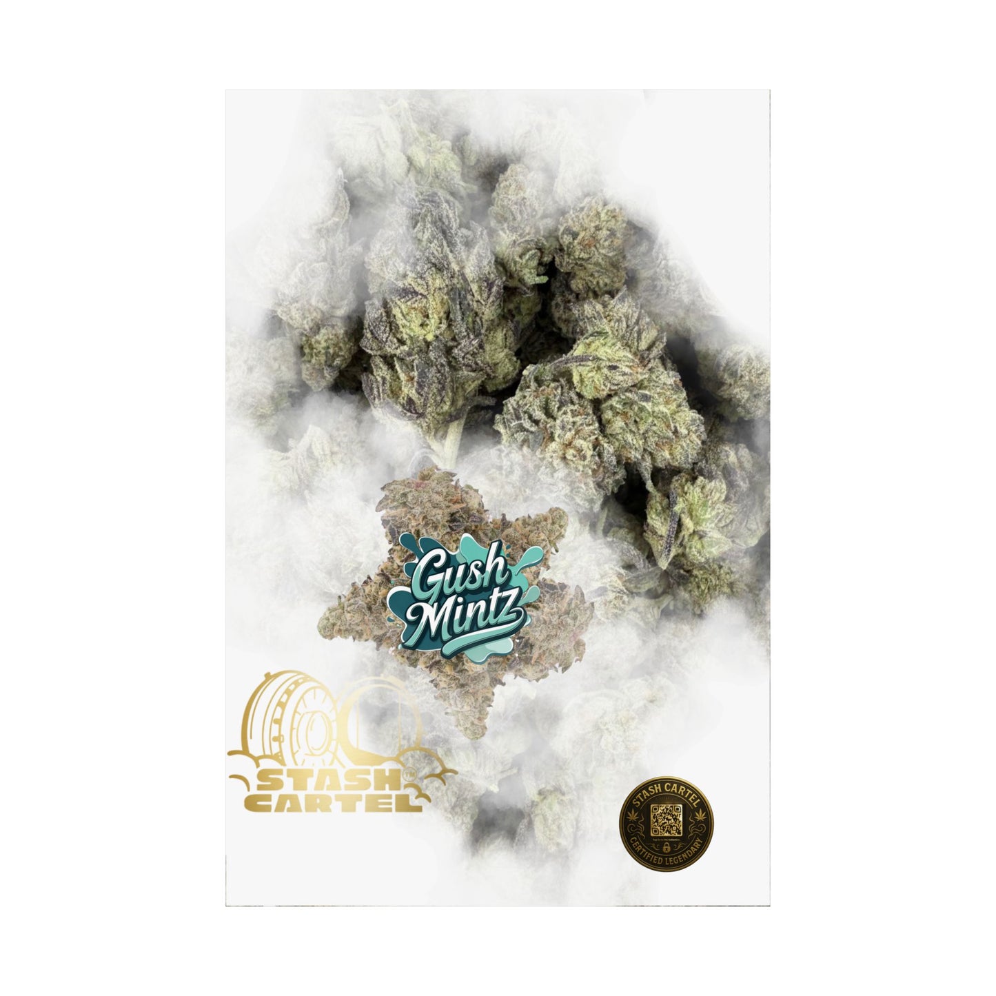 π¬οΈ "Gush Mintz" Hybrid Poster Print β Ice-Cold Cannabis Wall Art with Minty Drip
