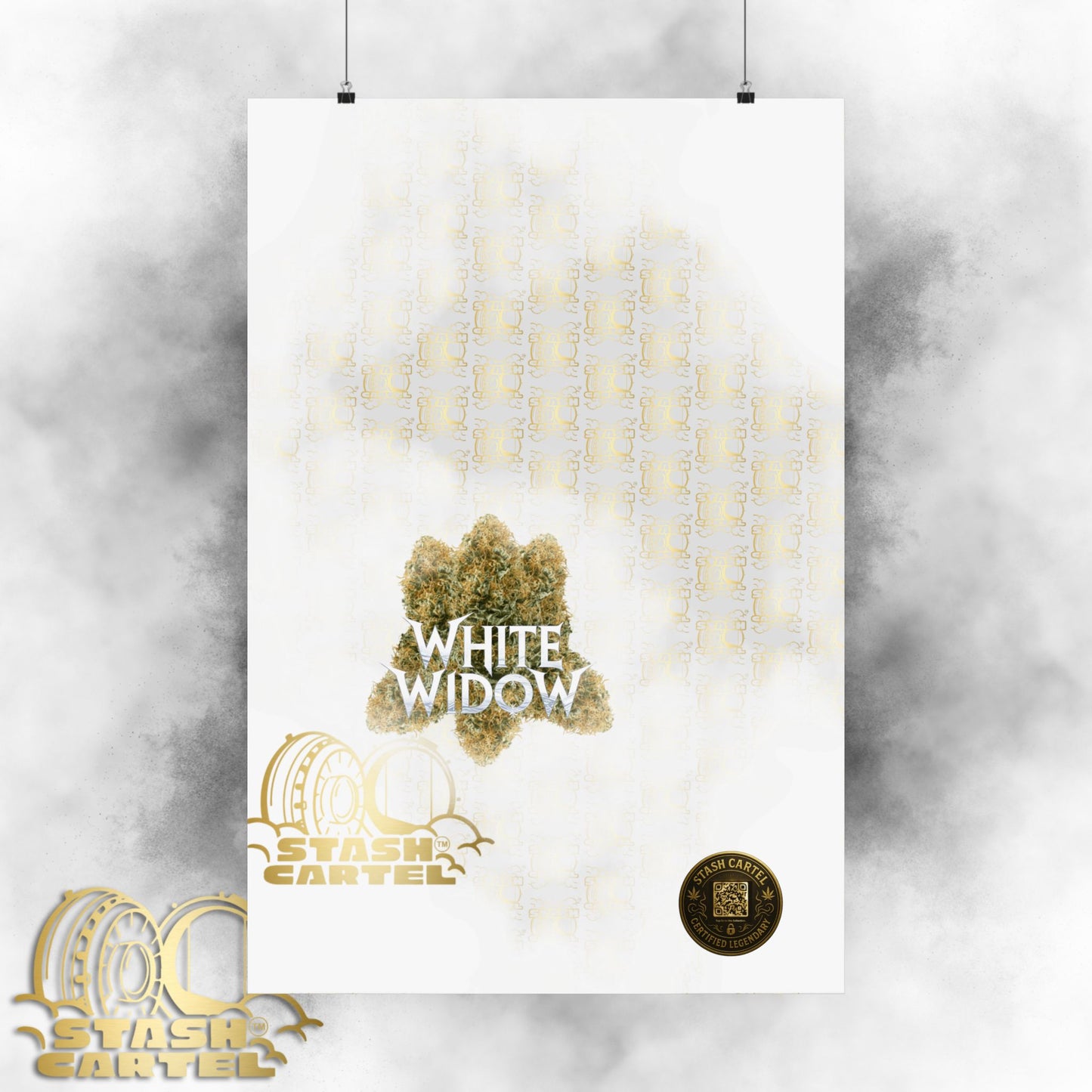 🕸️ "White Widow" Frosted Hybrid Legacy Poster – Classic Cannabis Wall Art