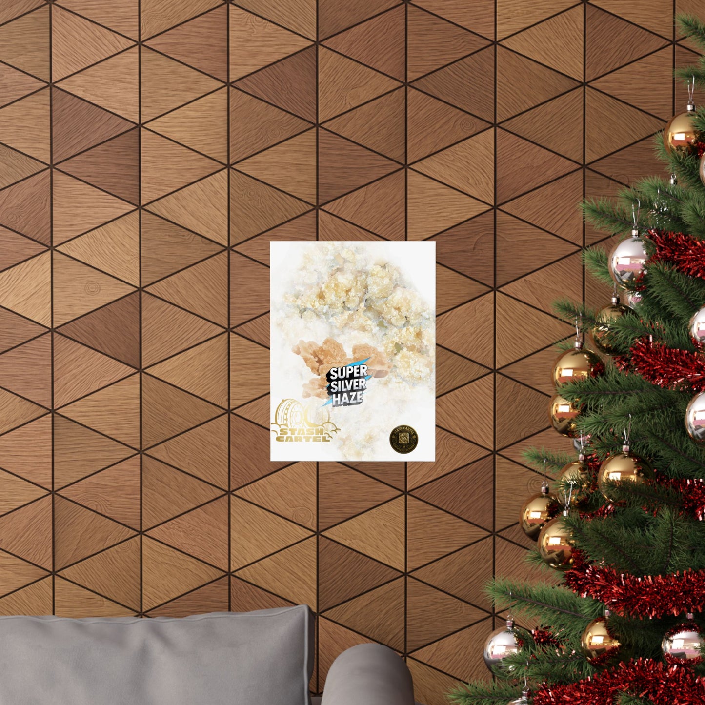 ⚡Super Silver Haze Sugar Wax Poster – Crystalline Sativa Wall Art with Gold Glow