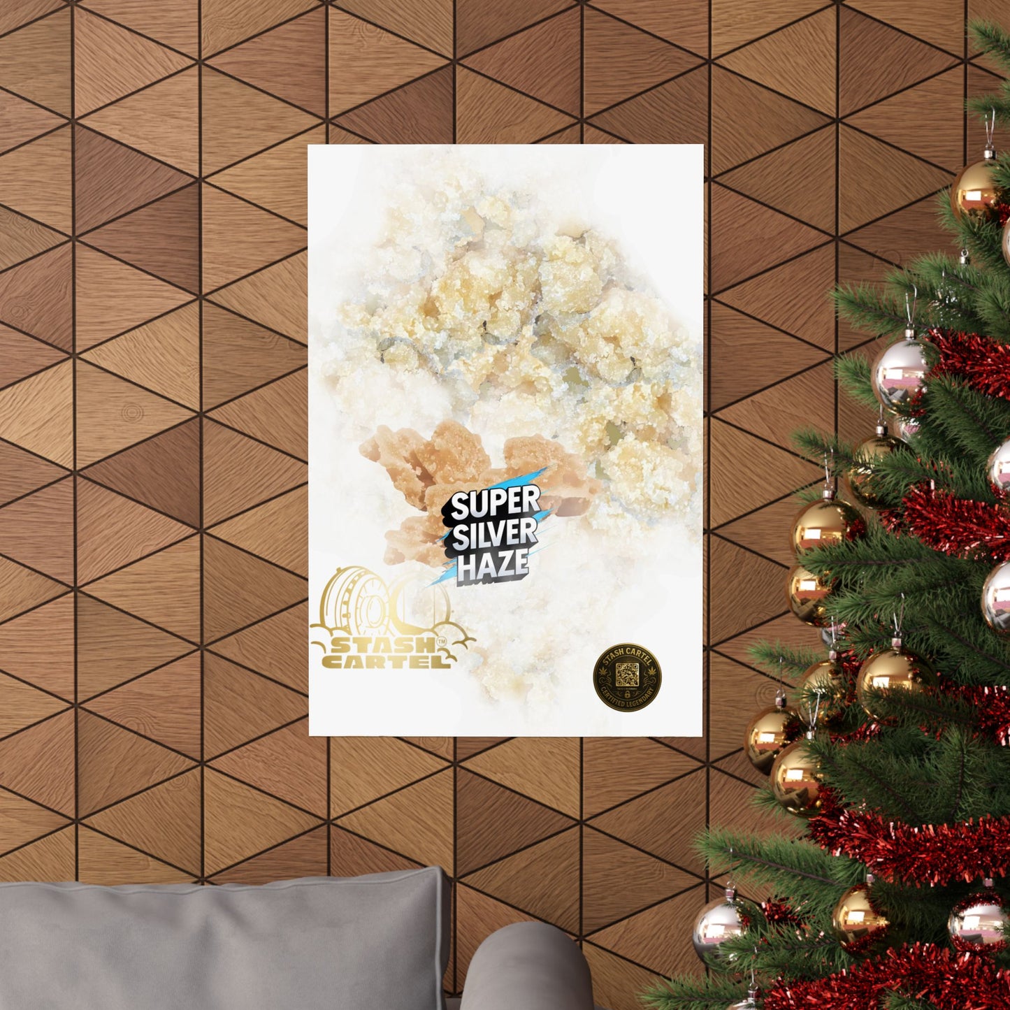 ⚡Super Silver Haze Sugar Wax Poster – Crystalline Sativa Wall Art with Gold Glow