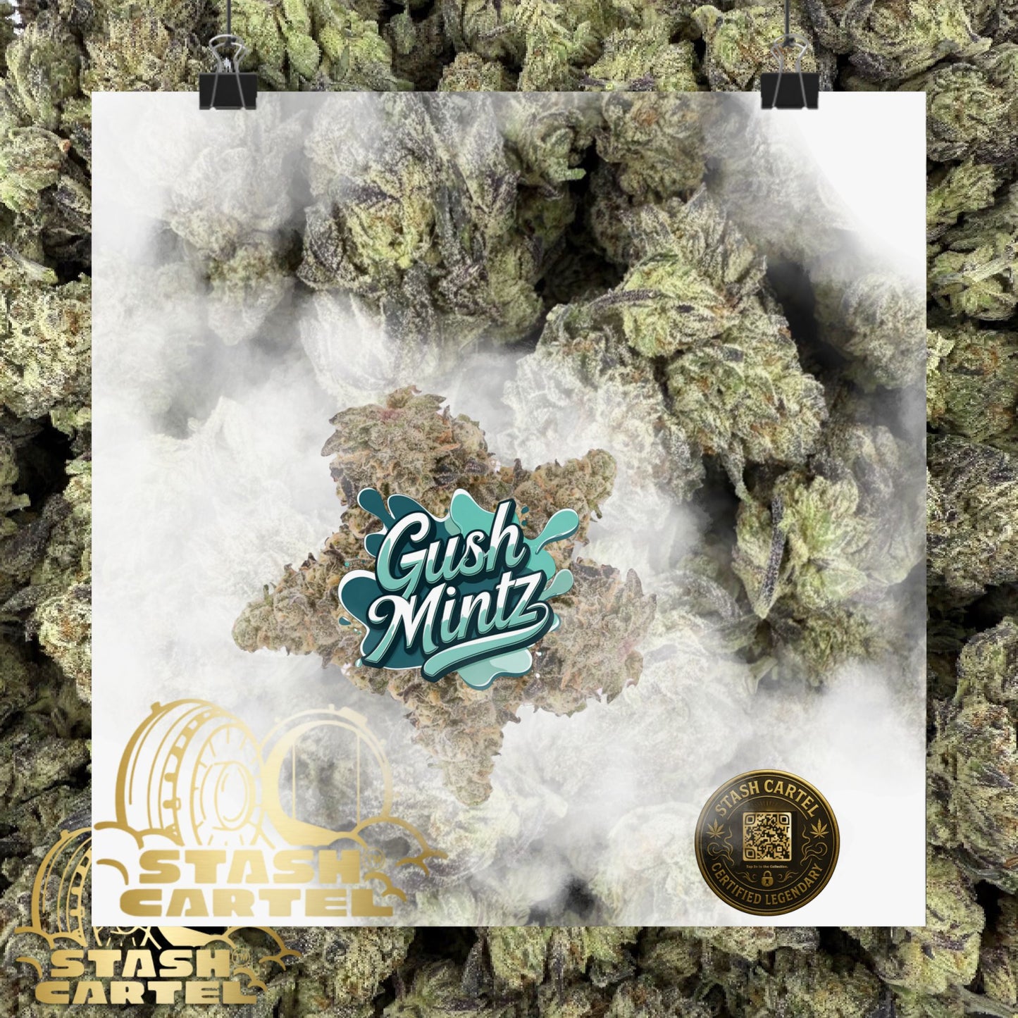 π¬οΈ "Gush Mintz" Hybrid Poster Print β Ice-Cold Cannabis Wall Art with Minty Drip
