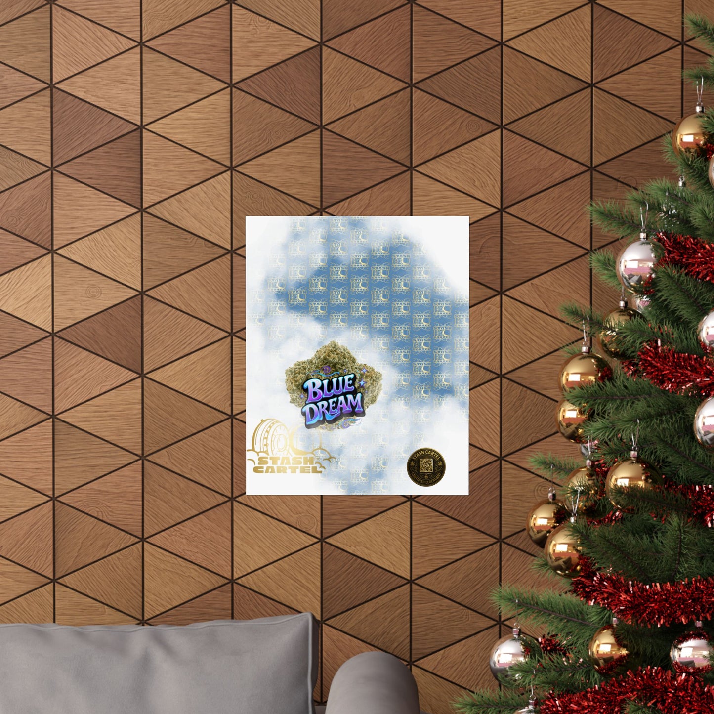 π "Blue Dream" West Coast Sativa Hybrid Poster β Classic Cali Cannabis Art in Sky Blue Tones