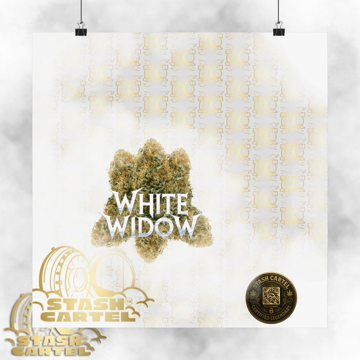 🕸️ "White Widow" Frosted Hybrid Legacy Poster – Classic Cannabis Wall Art