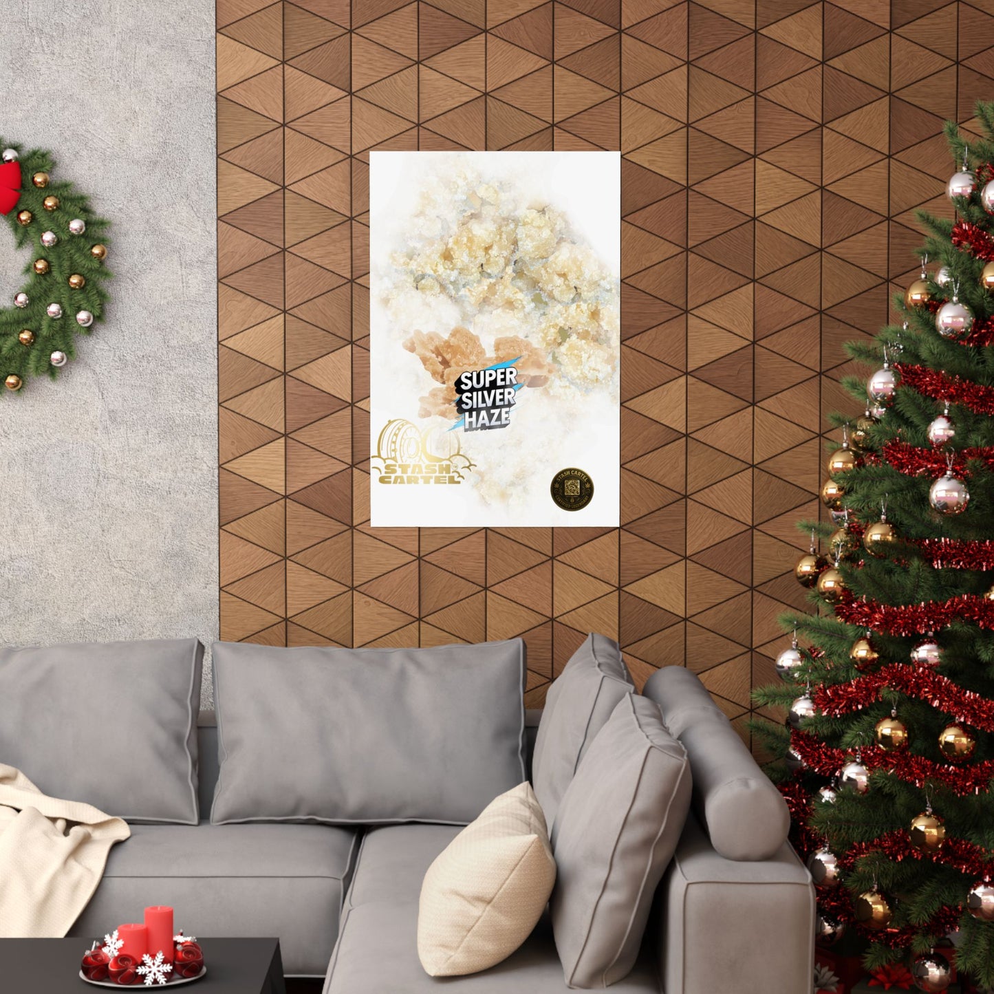 ⚡Super Silver Haze Sugar Wax Poster – Crystalline Sativa Wall Art with Gold Glow