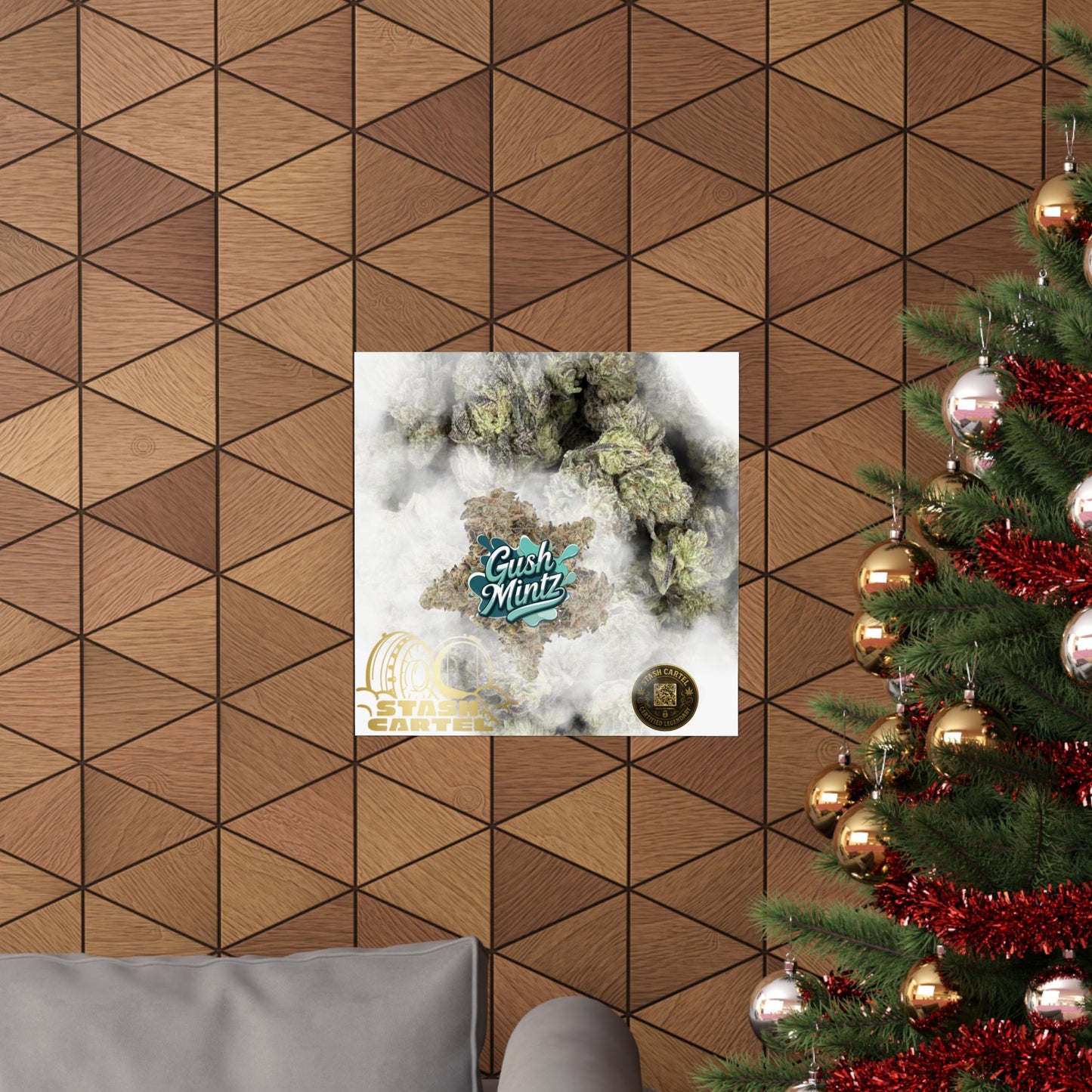 π¬οΈ "Gush Mintz" Hybrid Poster Print β Ice-Cold Cannabis Wall Art with Minty Drip
