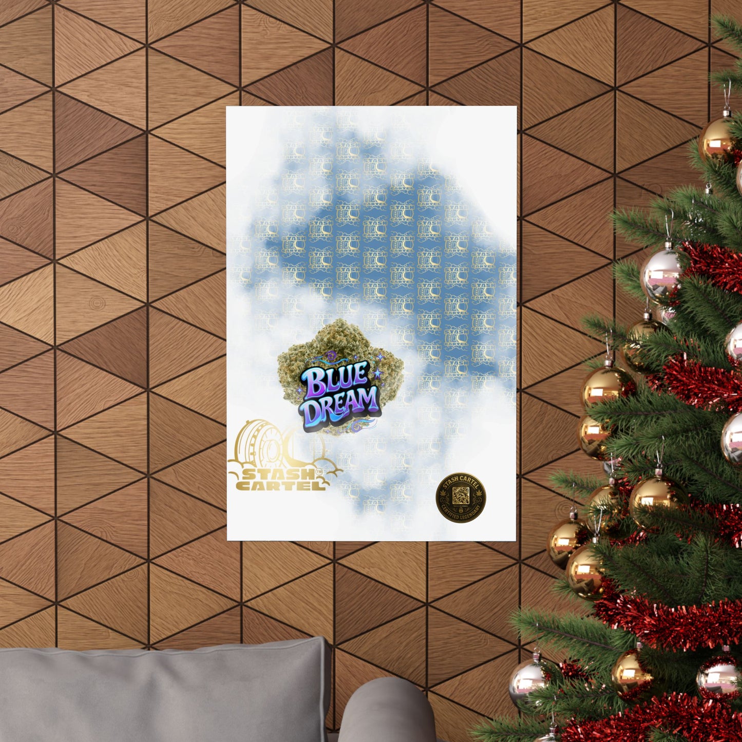 π "Blue Dream" West Coast Sativa Hybrid Poster β Classic Cali Cannabis Art in Sky Blue Tones