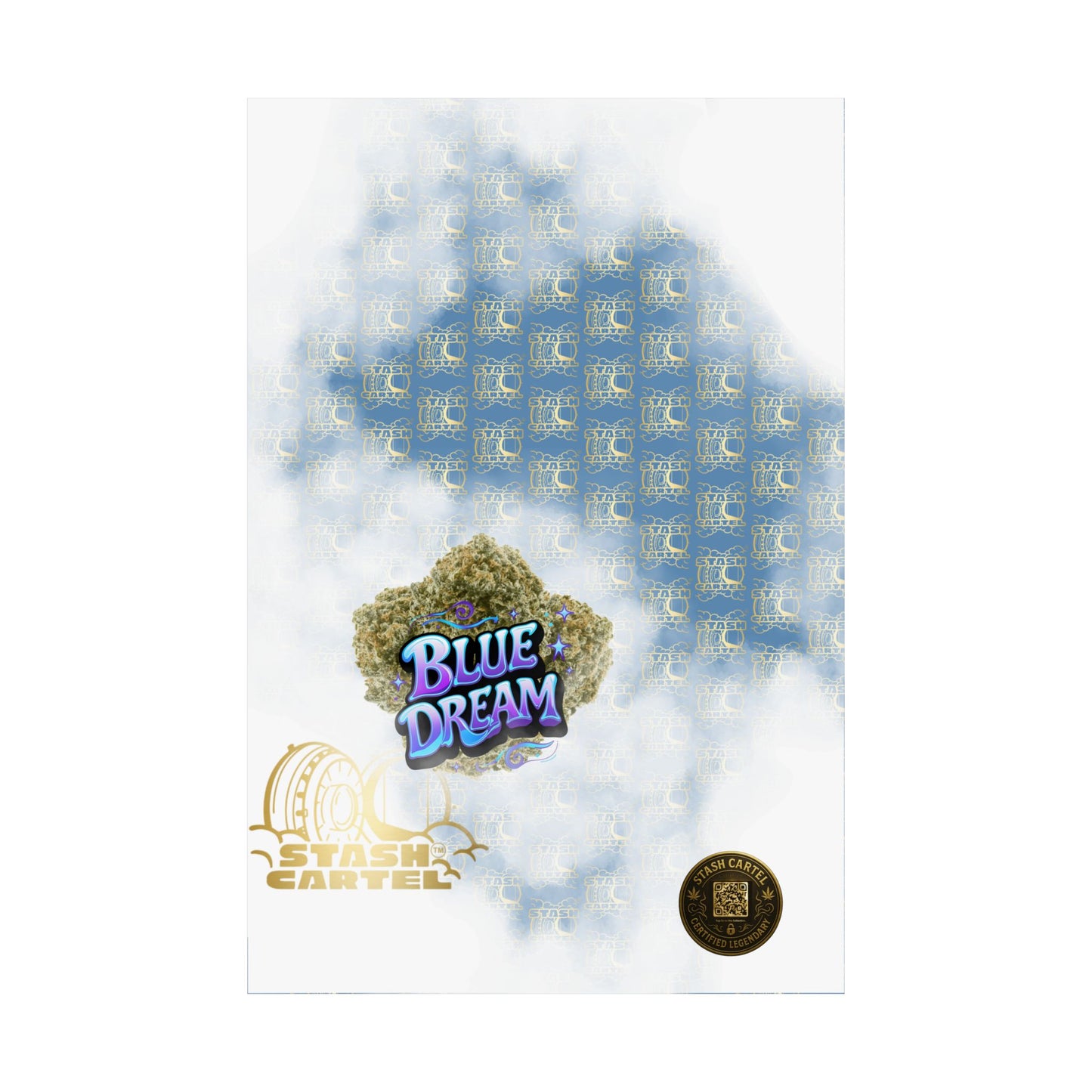 π "Blue Dream" West Coast Sativa Hybrid Poster β Classic Cali Cannabis Art in Sky Blue Tones