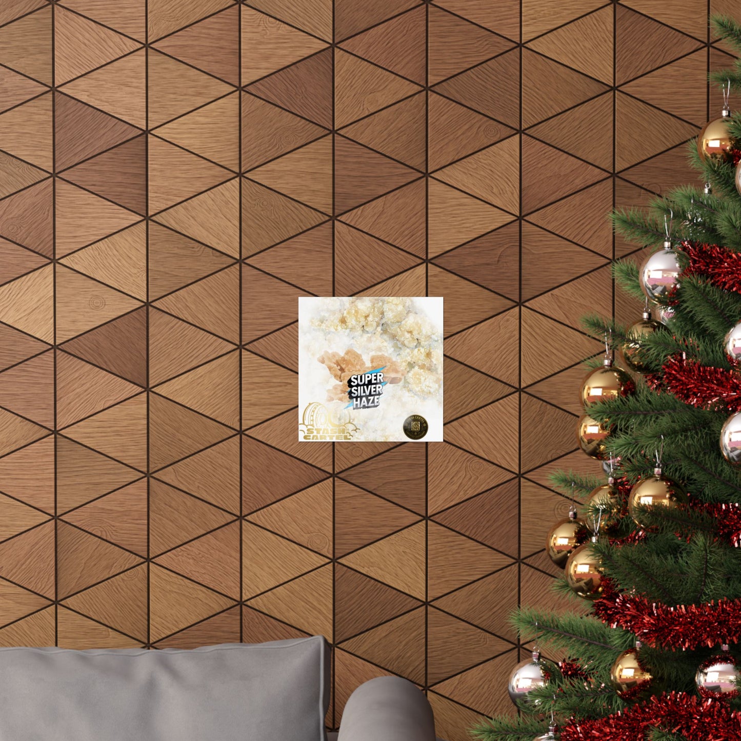 ⚡Super Silver Haze Sugar Wax Poster – Crystalline Sativa Wall Art with Gold Glow
