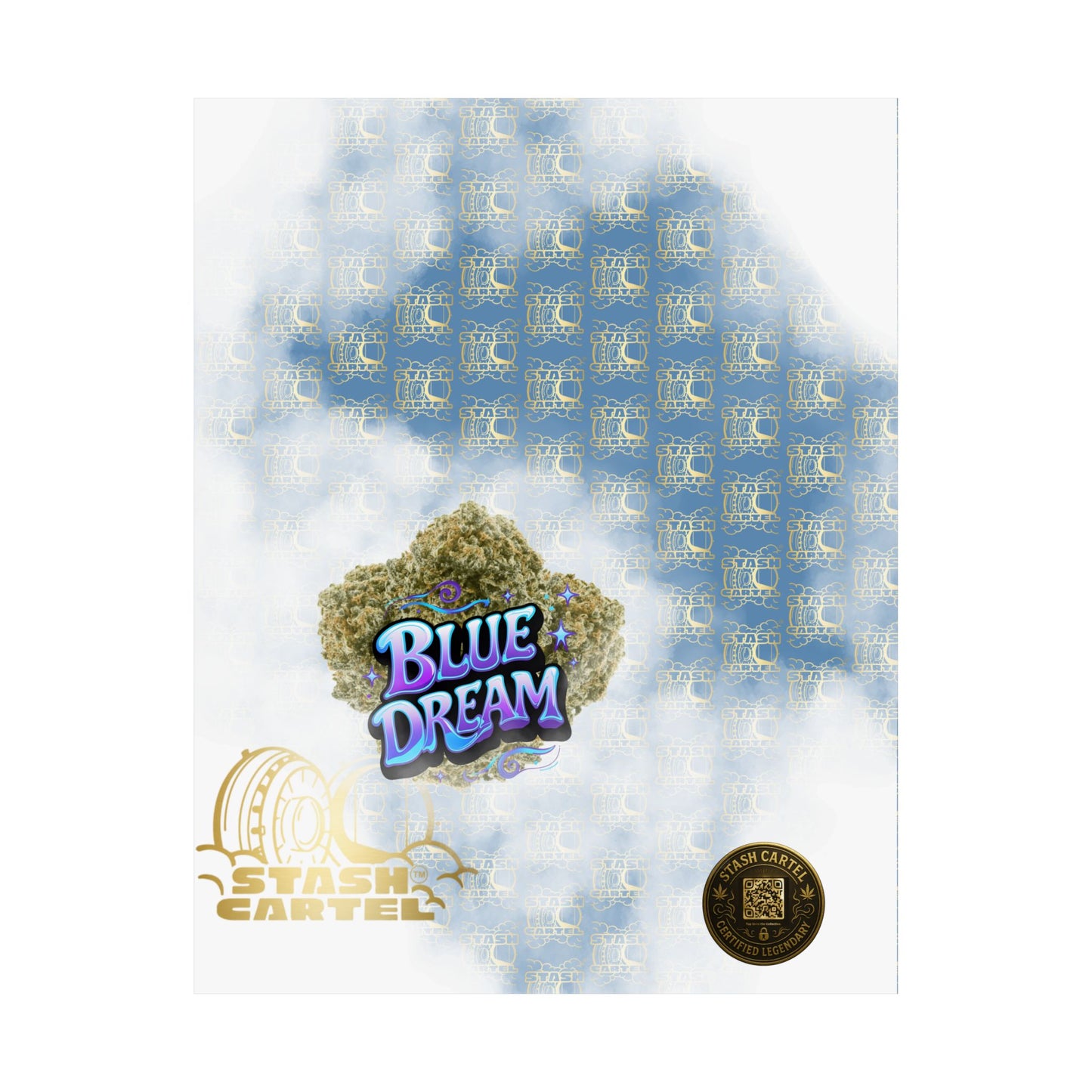 π "Blue Dream" West Coast Sativa Hybrid Poster β Classic Cali Cannabis Art in Sky Blue Tones