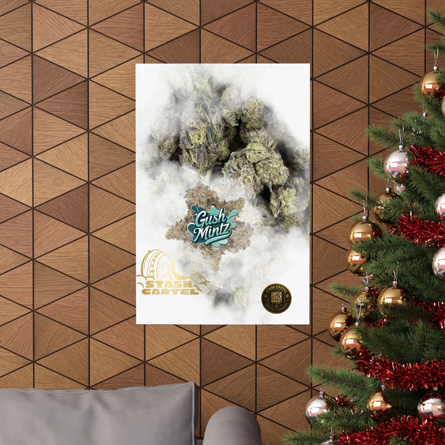 π¬οΈ "Gush Mintz" Hybrid Poster Print β Ice-Cold Cannabis Wall Art with Minty Drip