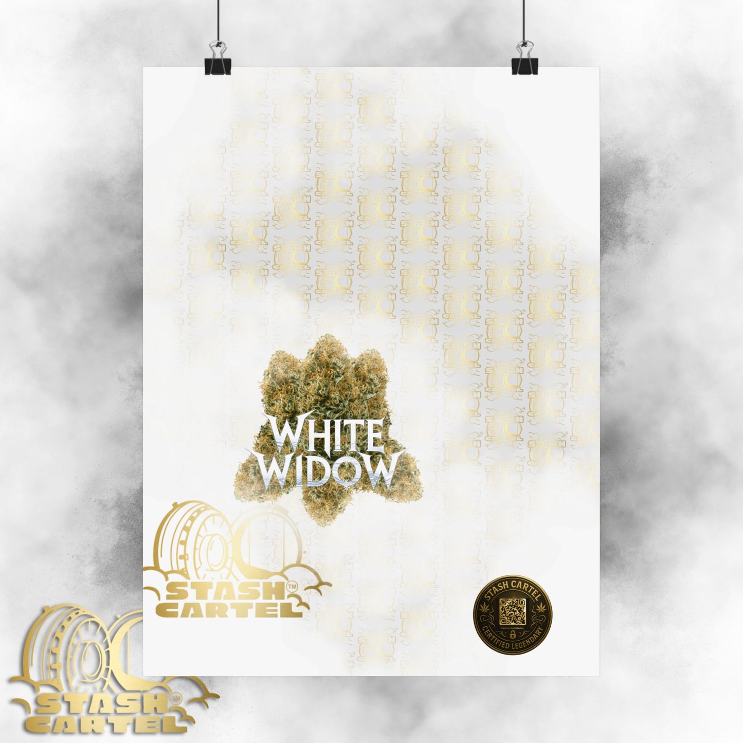 🕸️ "White Widow" Frosted Hybrid Legacy Poster – Classic Cannabis Wall Art