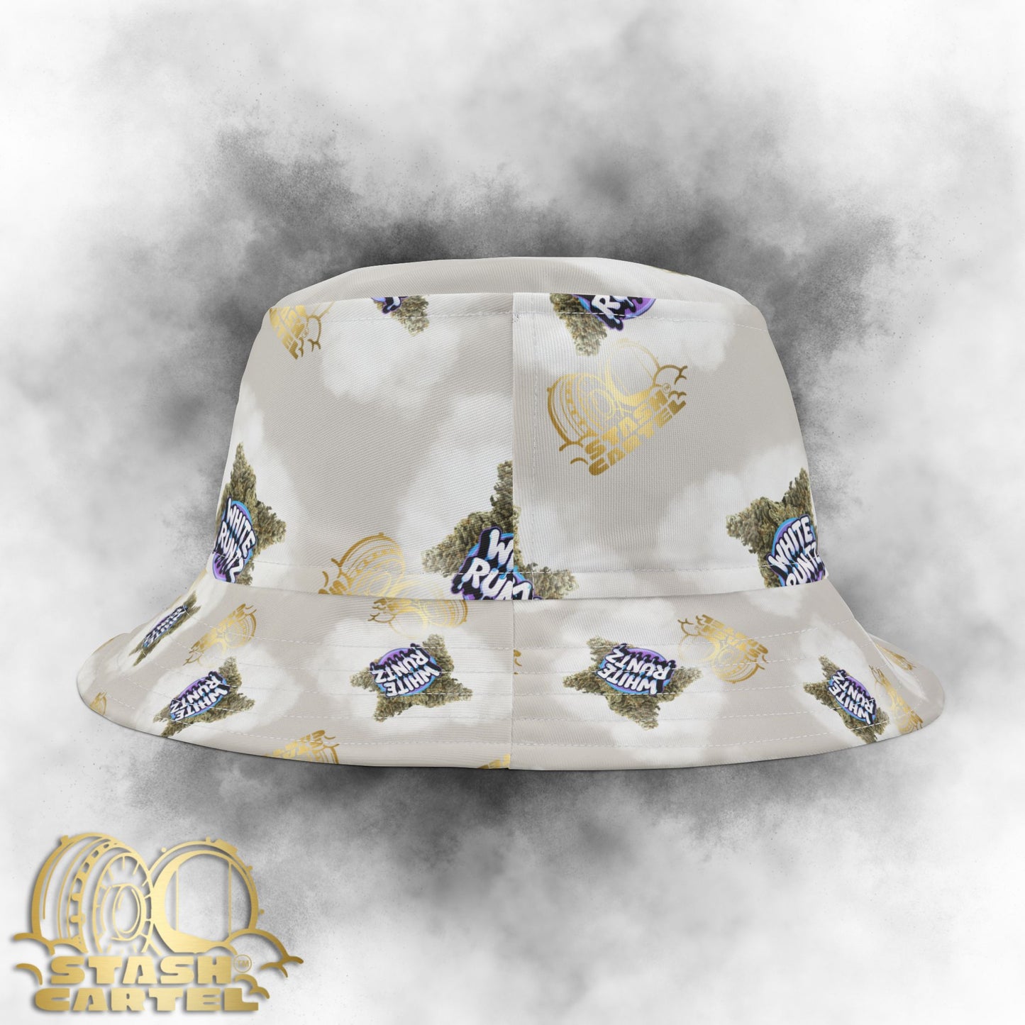 White Runtz Bucket Hat – Frosted Drip with Designer Gas Appeal