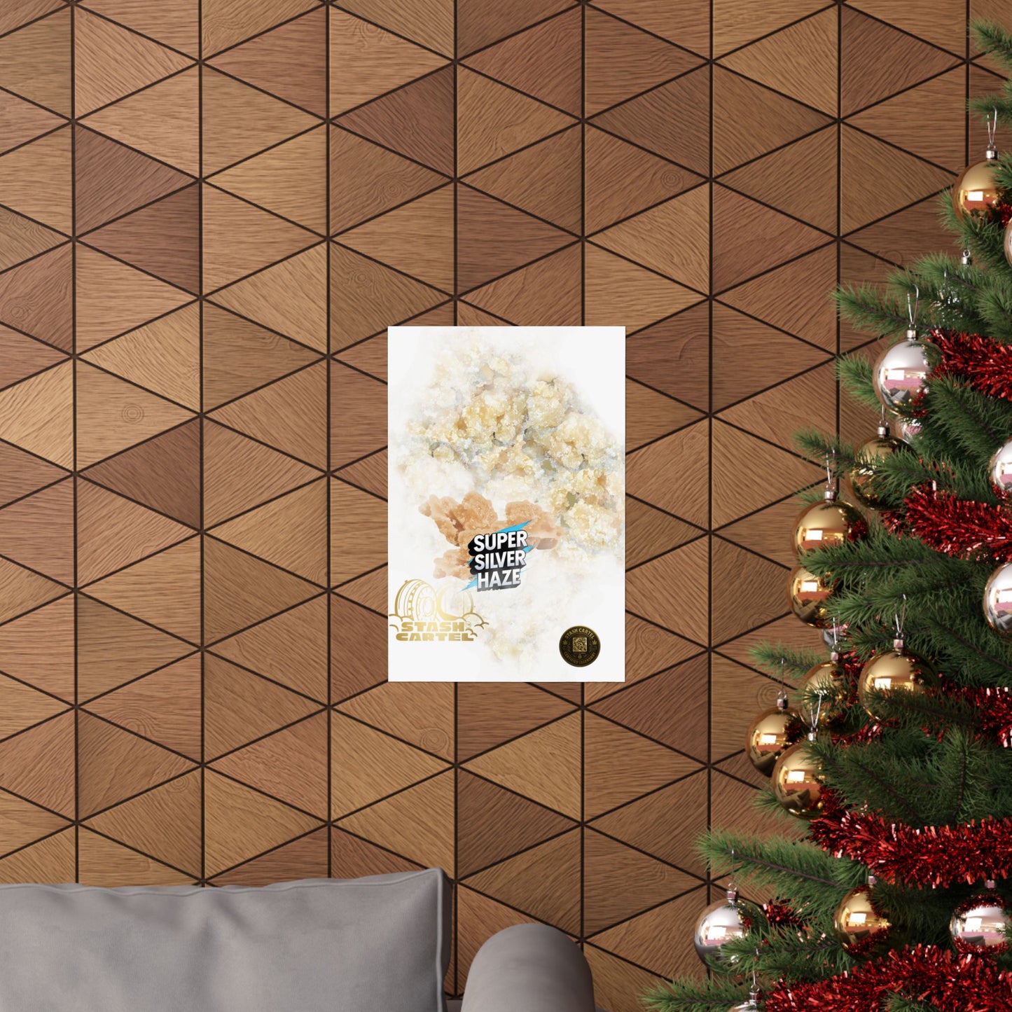 ⚡Super Silver Haze Sugar Wax Poster – Crystalline Sativa Wall Art with Gold Glow