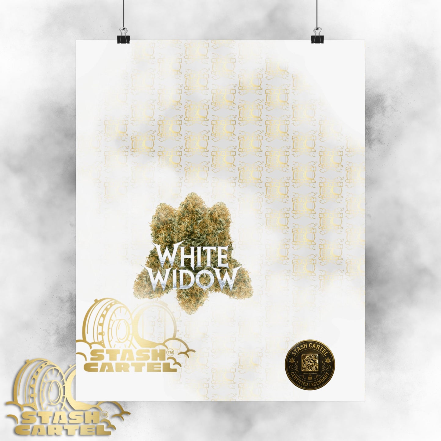 🕸️ "White Widow" Frosted Hybrid Legacy Poster – Classic Cannabis Wall Art