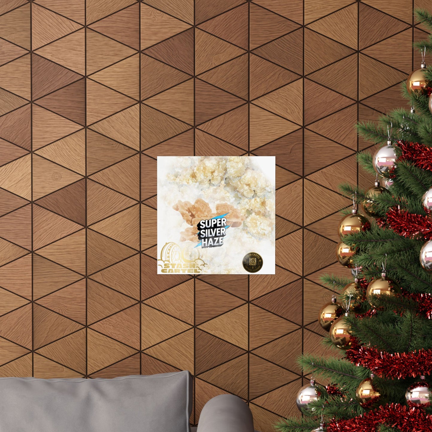 ⚡Super Silver Haze Sugar Wax Poster – Crystalline Sativa Wall Art with Gold Glow