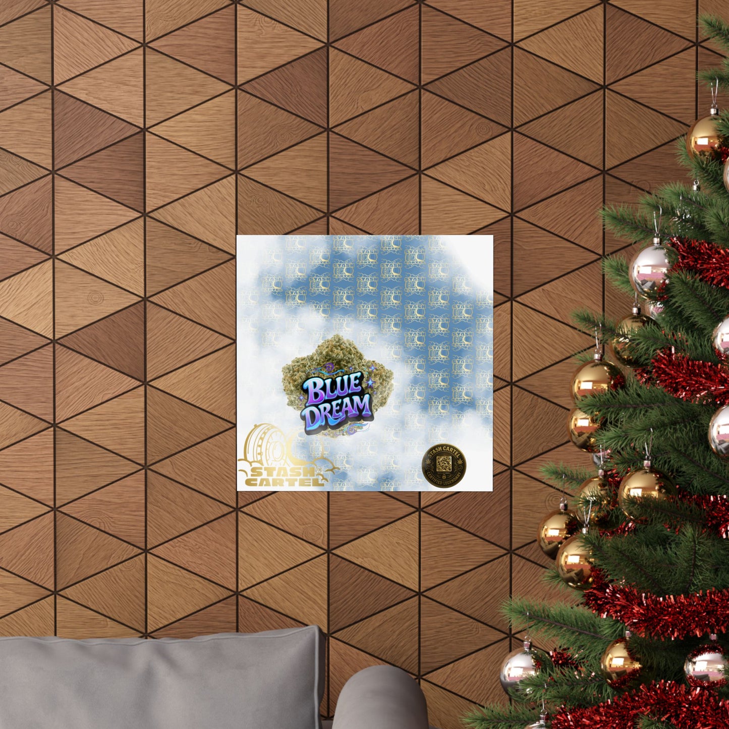 π "Blue Dream" West Coast Sativa Hybrid Poster β Classic Cali Cannabis Art in Sky Blue Tones