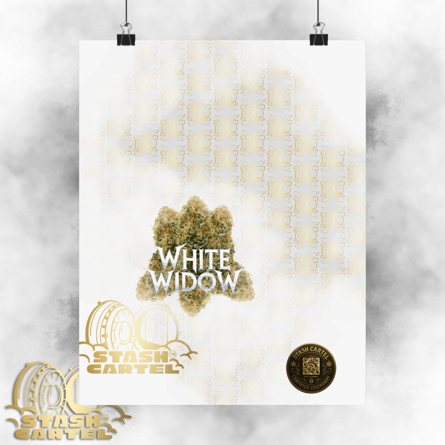 🕸️ "White Widow" Frosted Hybrid Legacy Poster – Classic Cannabis Wall Art