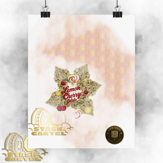 🍋🍒 Lemon Cherry Gelato Poster – Indica Wall Print with Sweet Citrus Cream Terps