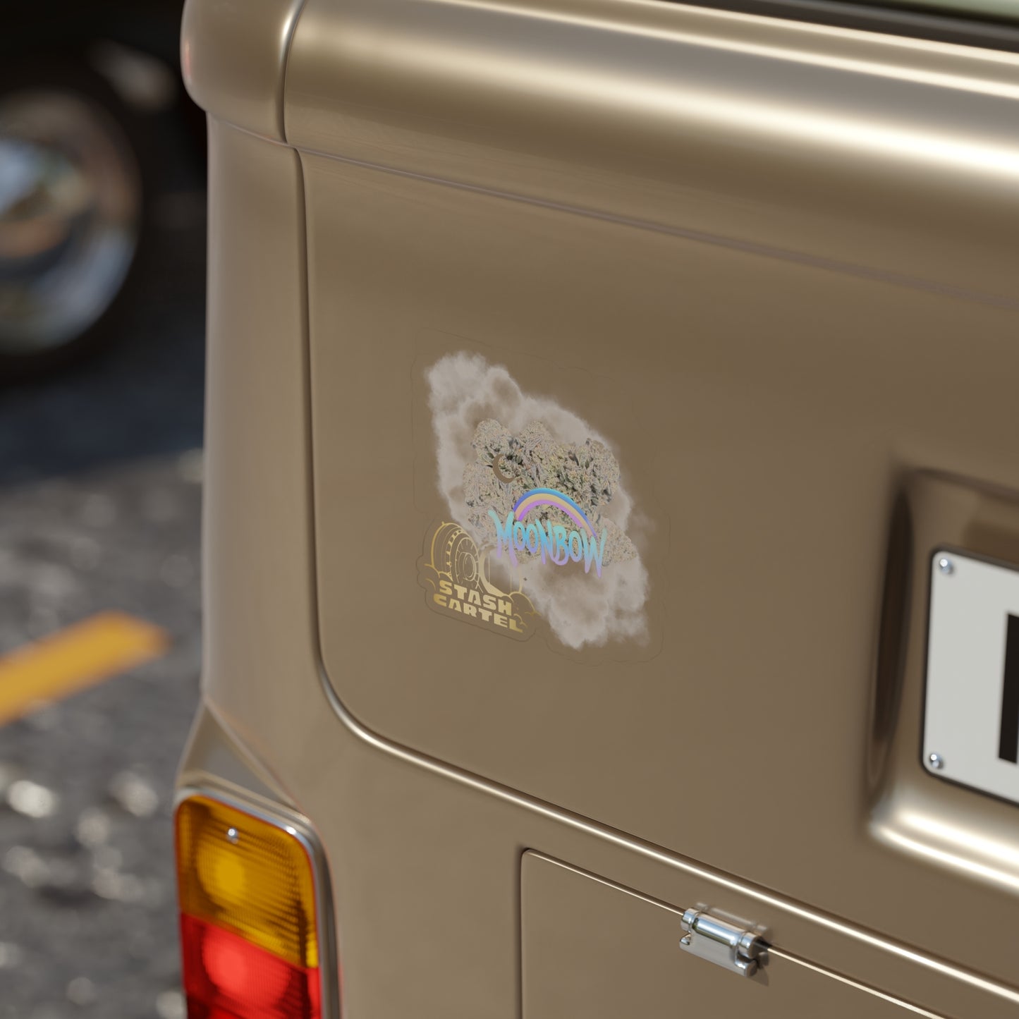 Moonbow Transparent Outdoor Sticker – Cannabis Art & Collectible