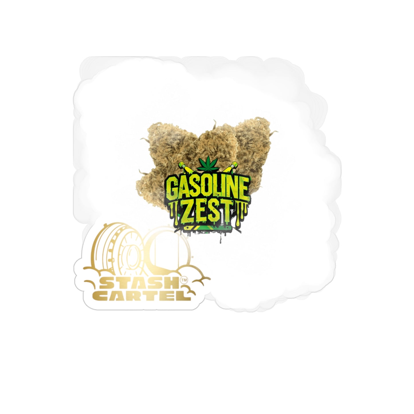 Gasoline Zest Transparent Outdoor Sticker – Cannabis Lifestyle Art