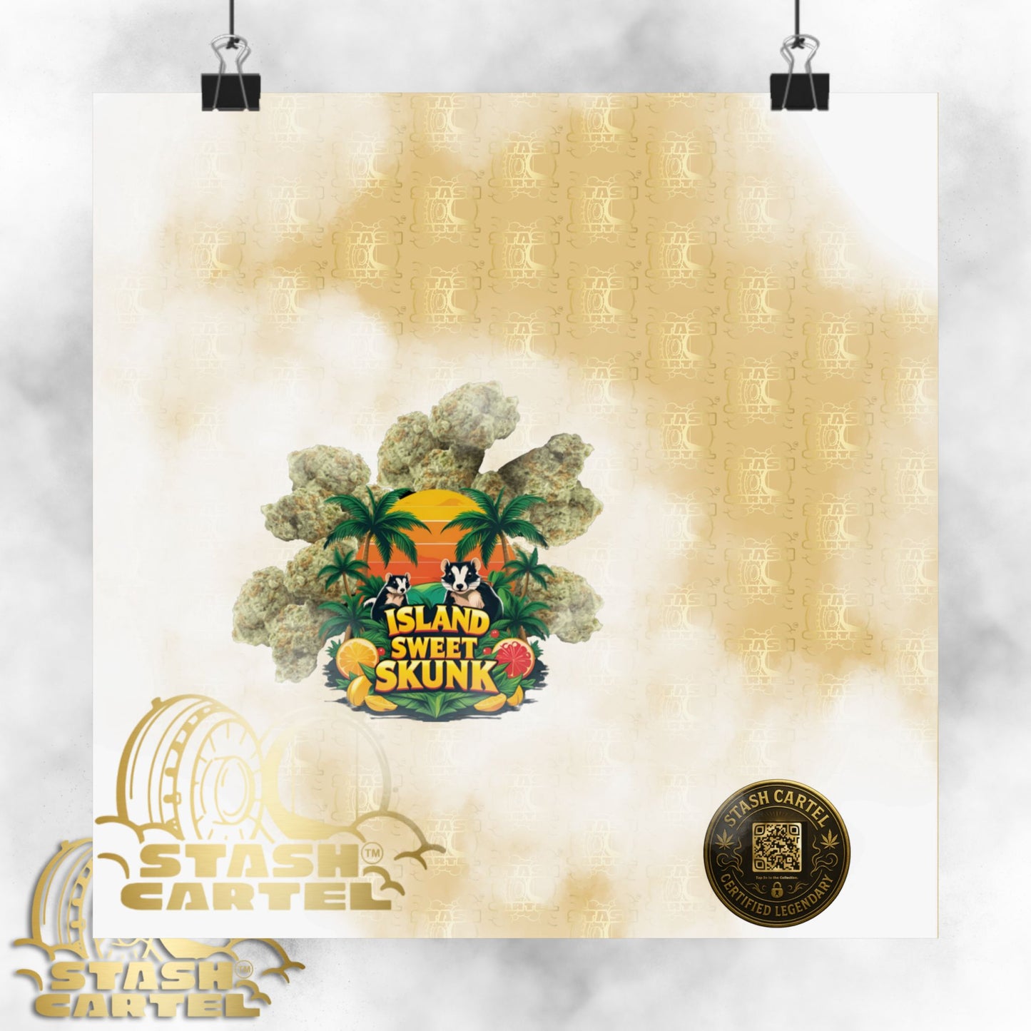 🏝️🦨 Island Sweet Skunk Poster – Tropical Terp Print with Sunshine Sativa Energy