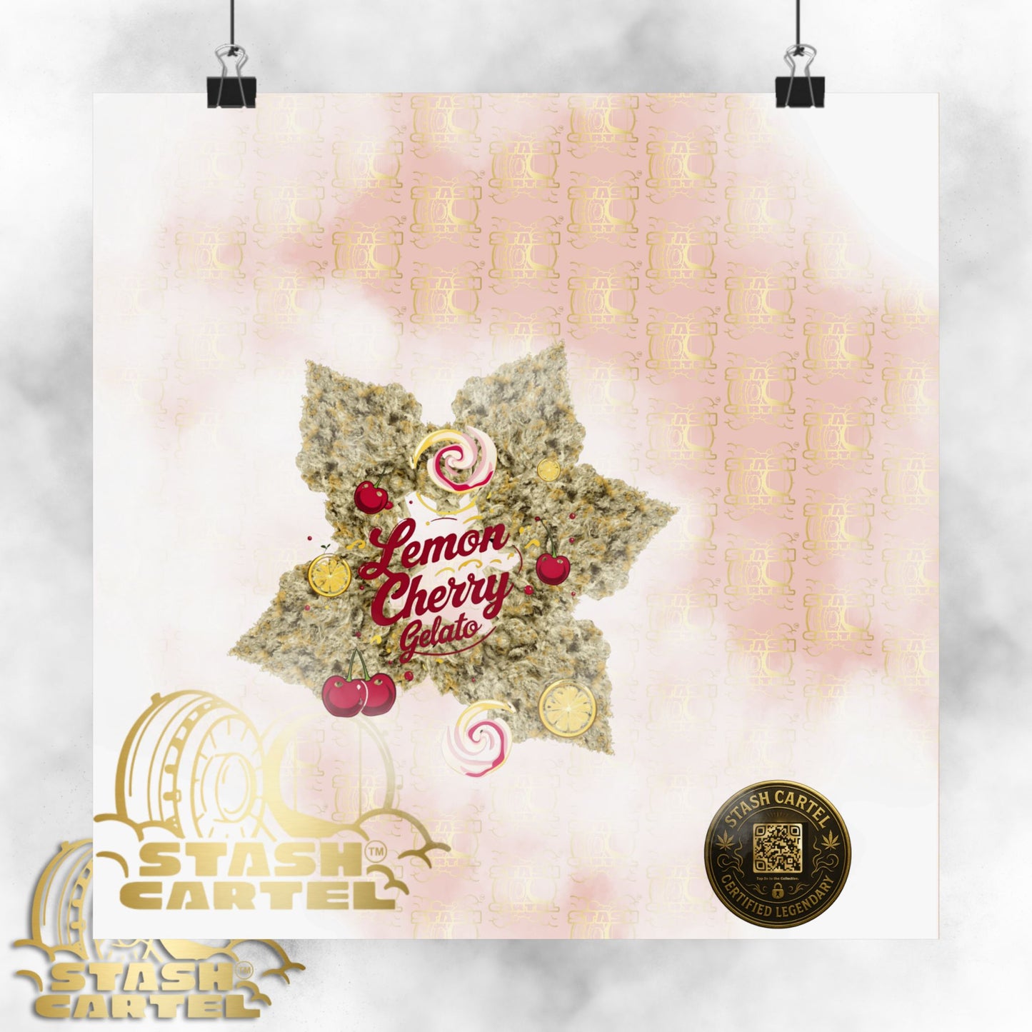 🍋🍒 Lemon Cherry Gelato Poster – Indica Wall Print with Sweet Citrus Cream Terps