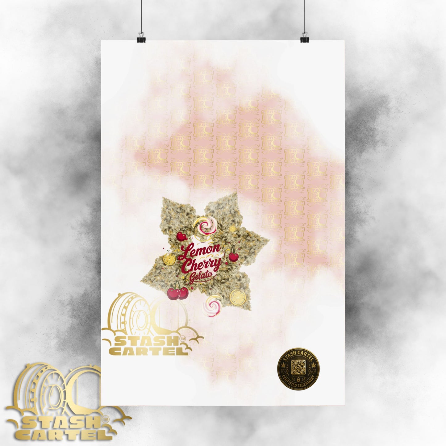 🍋🍒 Lemon Cherry Gelato Poster – Indica Wall Print with Sweet Citrus Cream Terps