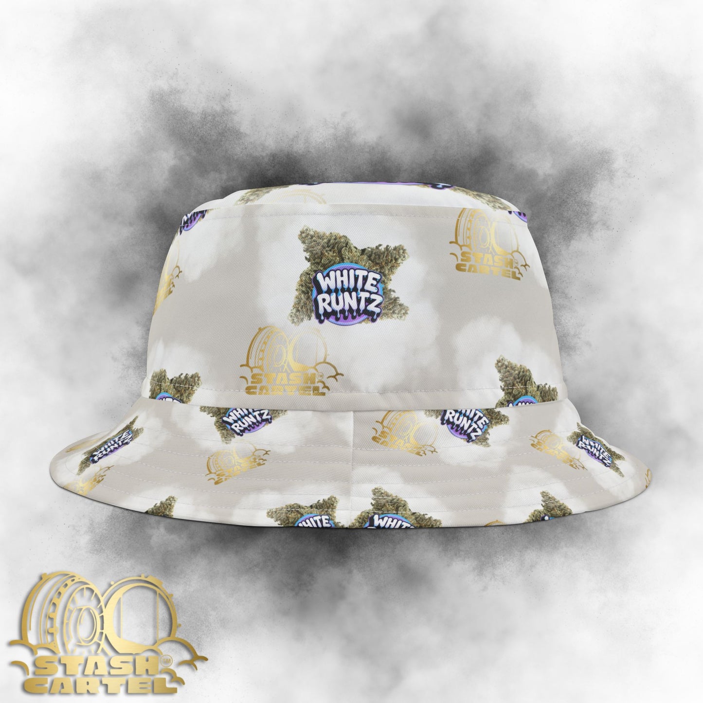 White Runtz Bucket Hat – Frosted Drip with Designer Gas Appeal