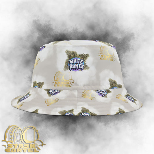 White Runtz Bucket Hat – Frosted Drip with Designer Gas Appeal