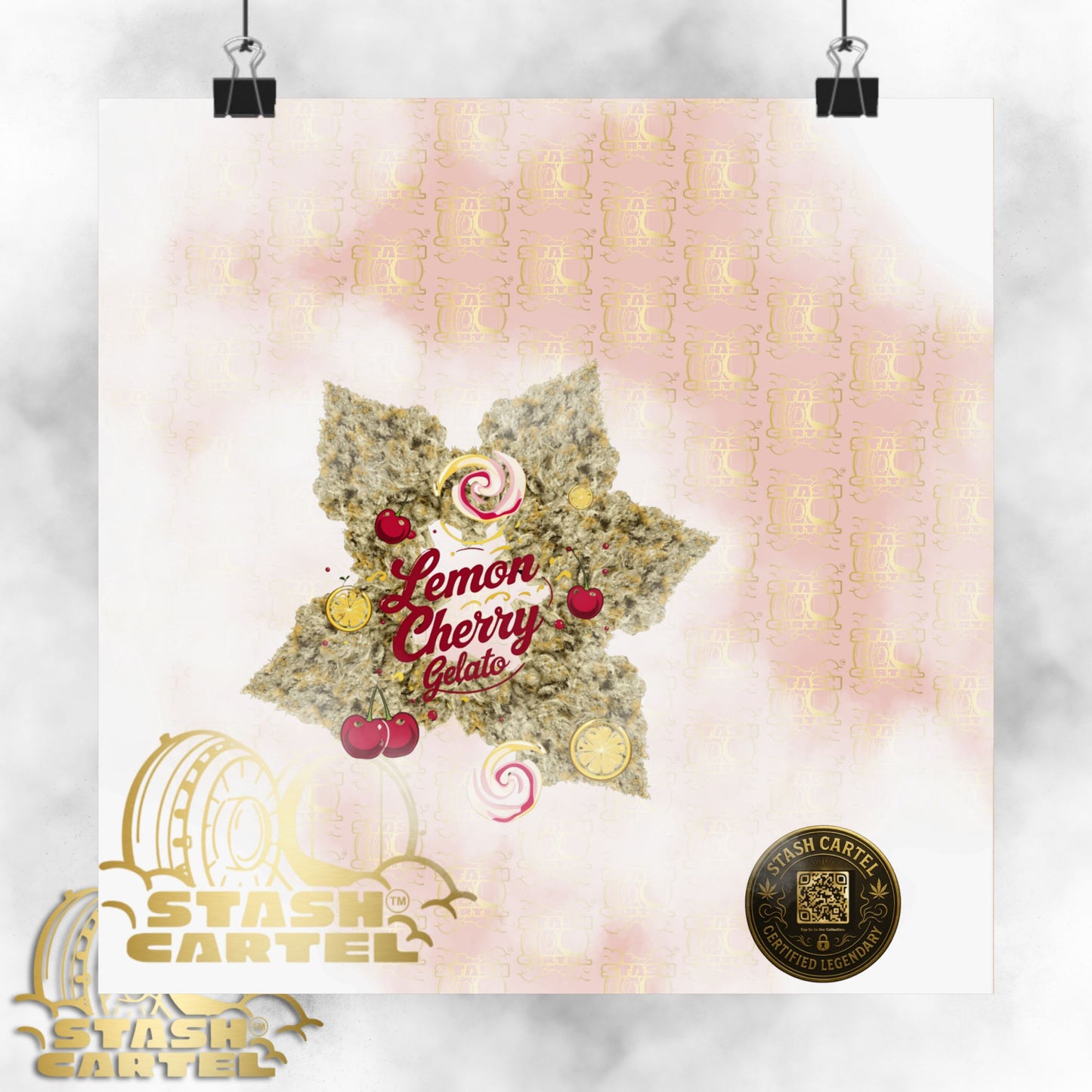 🍋🍒 Lemon Cherry Gelato Poster – Indica Wall Print with Sweet Citrus Cream Terps