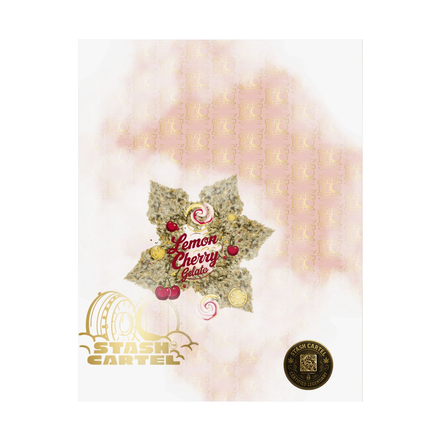 🍋🍒 Lemon Cherry Gelato Poster – Indica Wall Print with Sweet Citrus Cream Terps