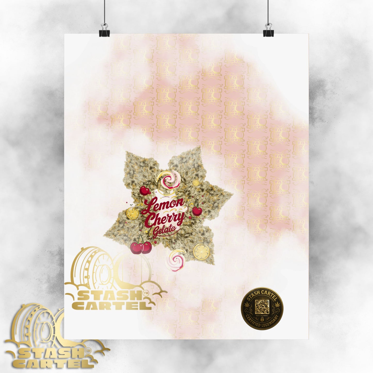🍋🍒 Lemon Cherry Gelato Poster – Indica Wall Print with Sweet Citrus Cream Terps
