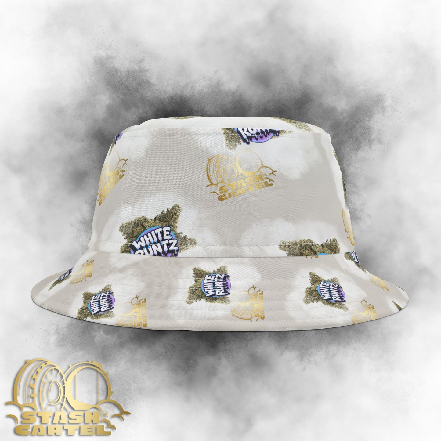 White Runtz Bucket Hat – Frosted Drip with Designer Gas Appeal