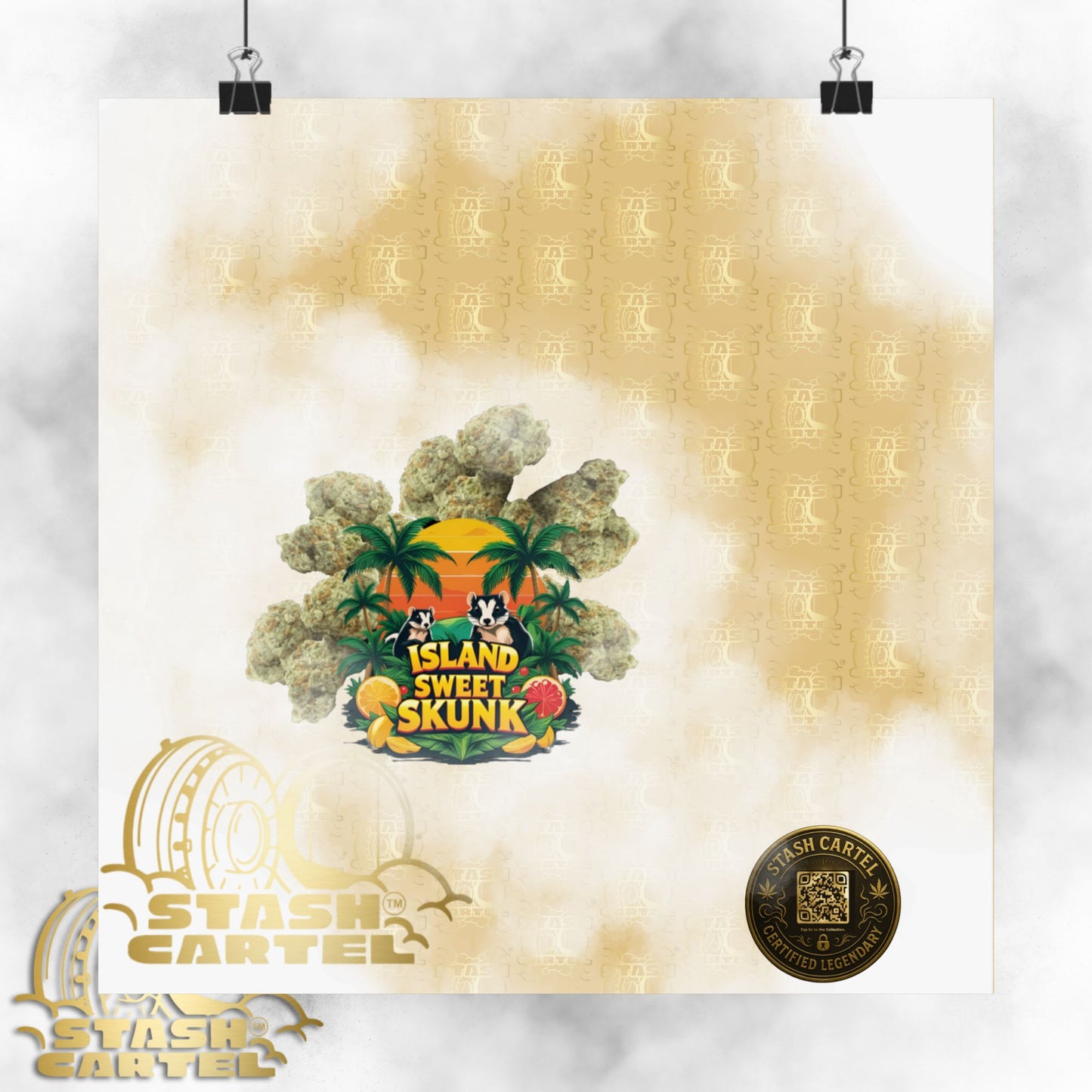 🏝️🦨 Island Sweet Skunk Poster – Tropical Terp Print with Sunshine Sativa Energy